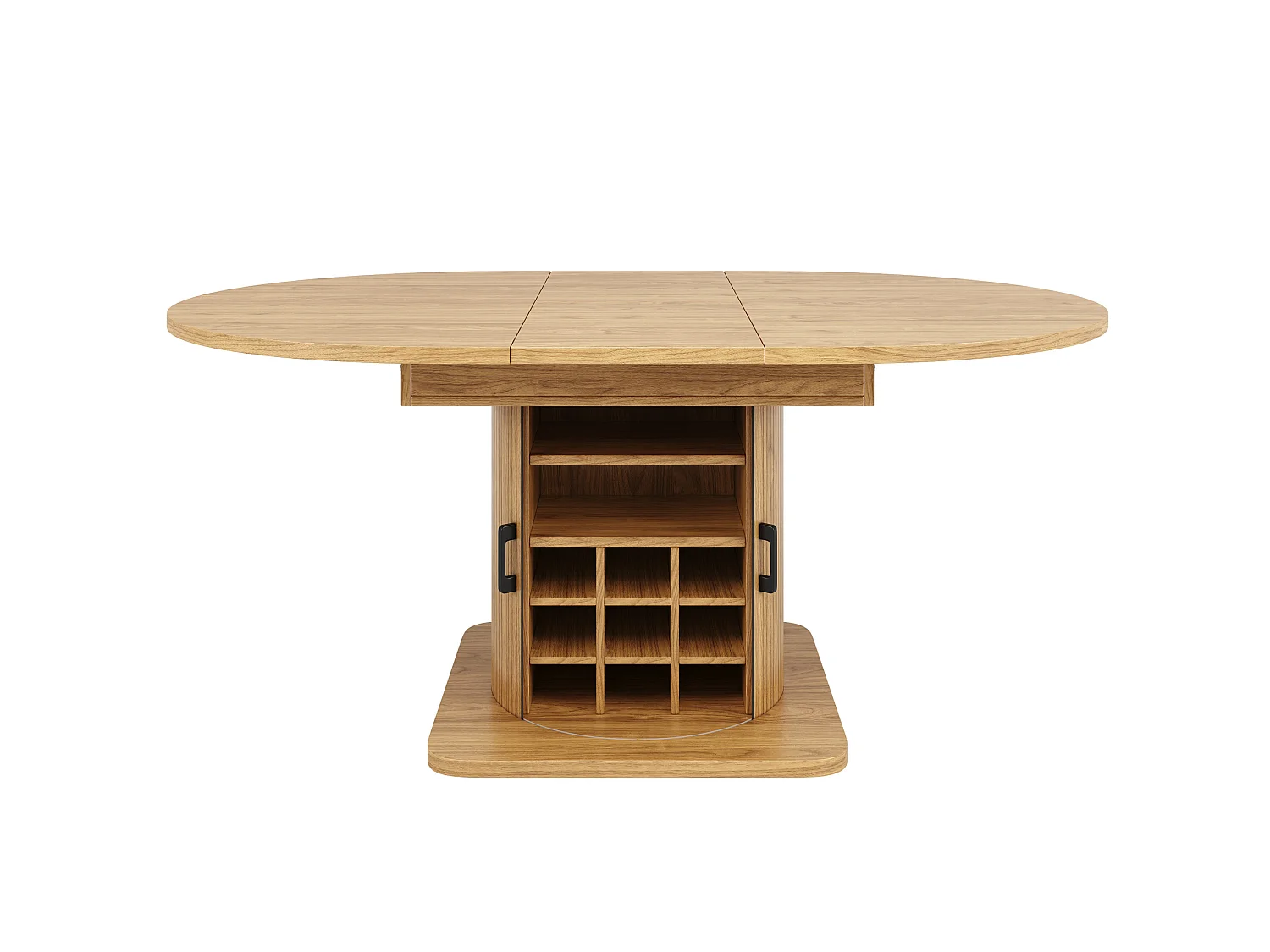 Table à manger extensible 118/158 x 118 cm avec 2 portes - Pour 6-8 places - Naturel clair