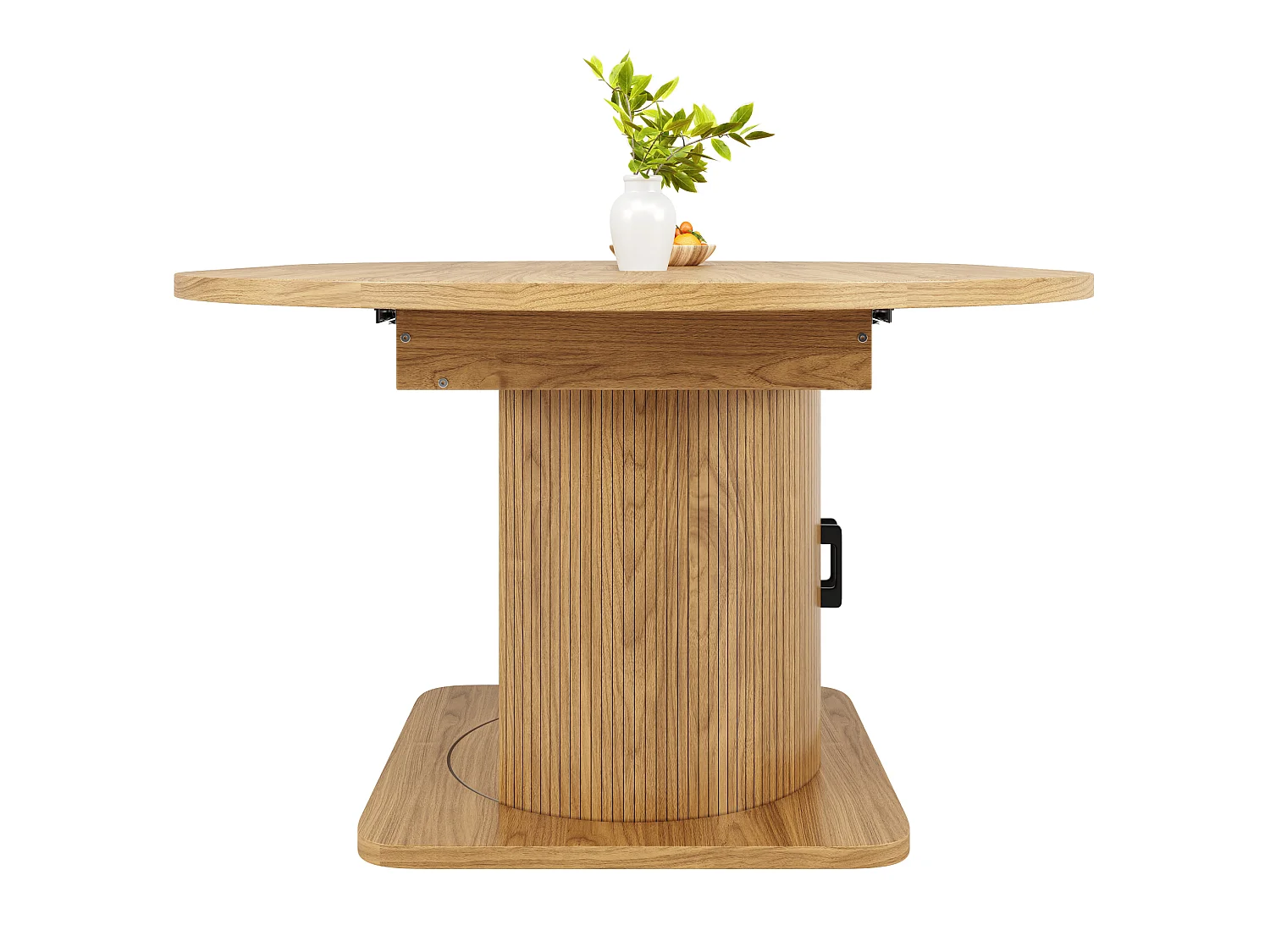 Table à manger extensible 118/158 x 118 cm avec 2 portes - Pour 6-8 places - Naturel clair