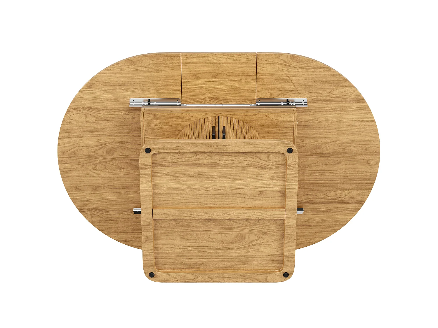 Table à manger extensible 118/158 x 118 cm avec 2 portes - Pour 6-8 places - Naturel clair