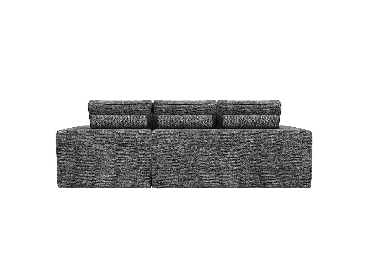 Sofá de canto modular de 3 lugares com pufe, sem necessidade de montagem - Tecido chenille cinza claro