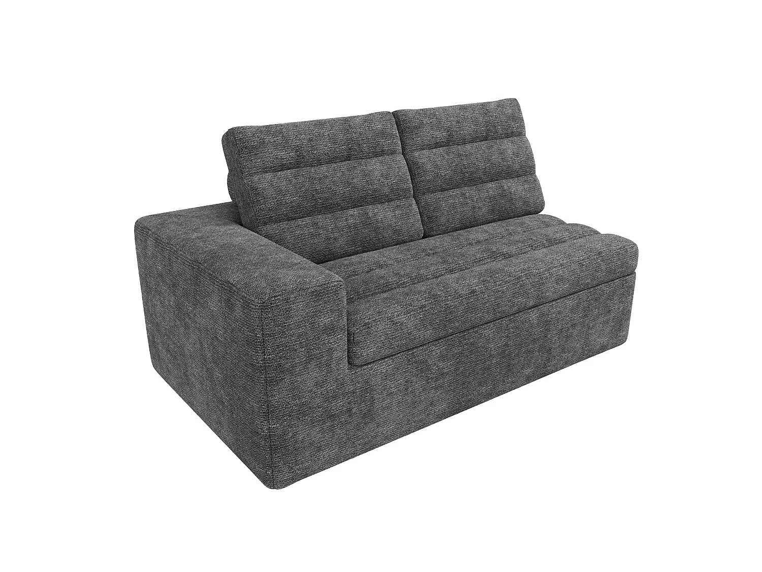 Sofá de canto modular de 3 lugares com pufe, sem necessidade de montagem - Tecido chenille cinza claro
