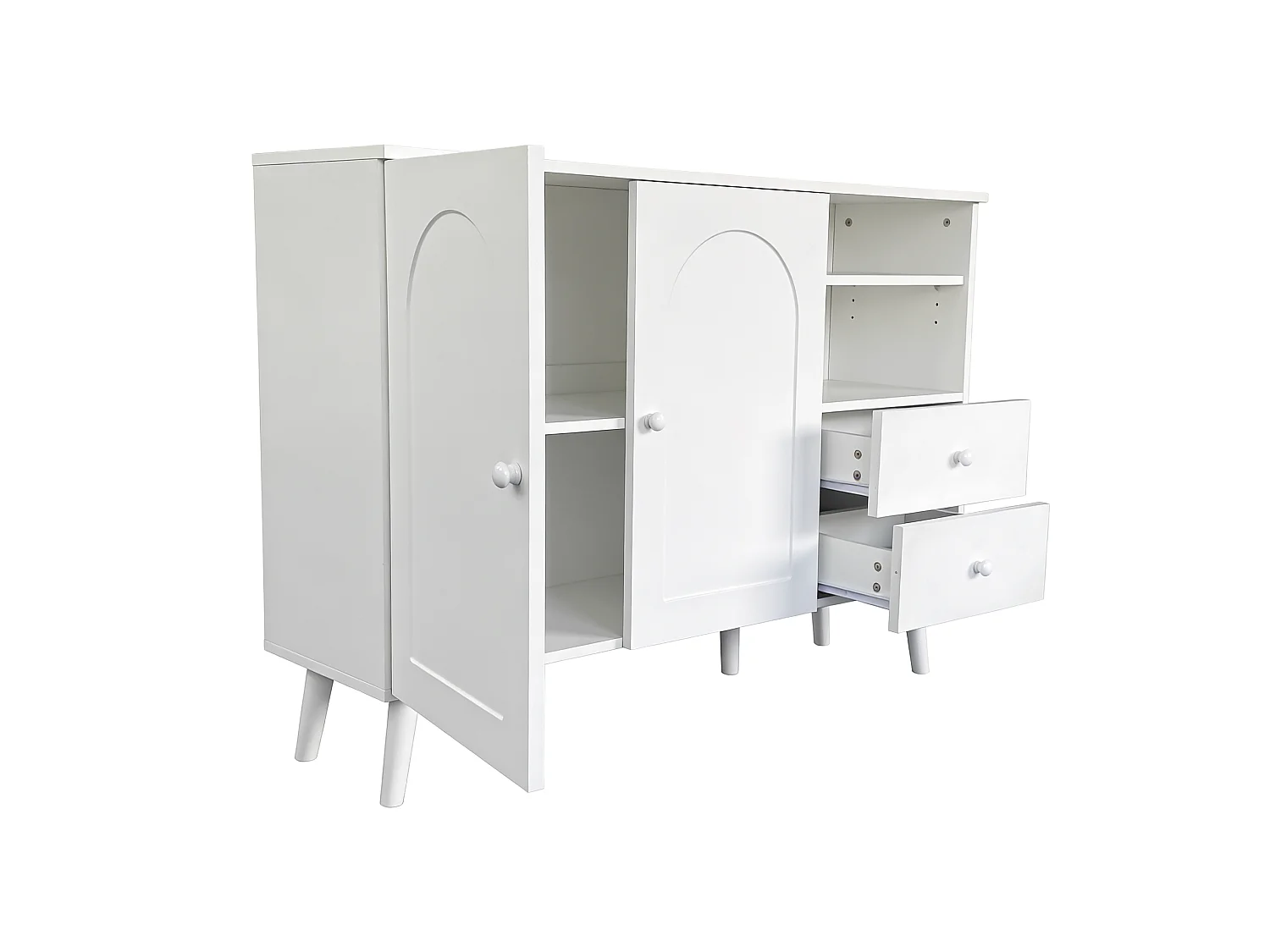Buffet avec 2 portes et 2 tiroirs - Blanc 118 x 35 x 82 cm