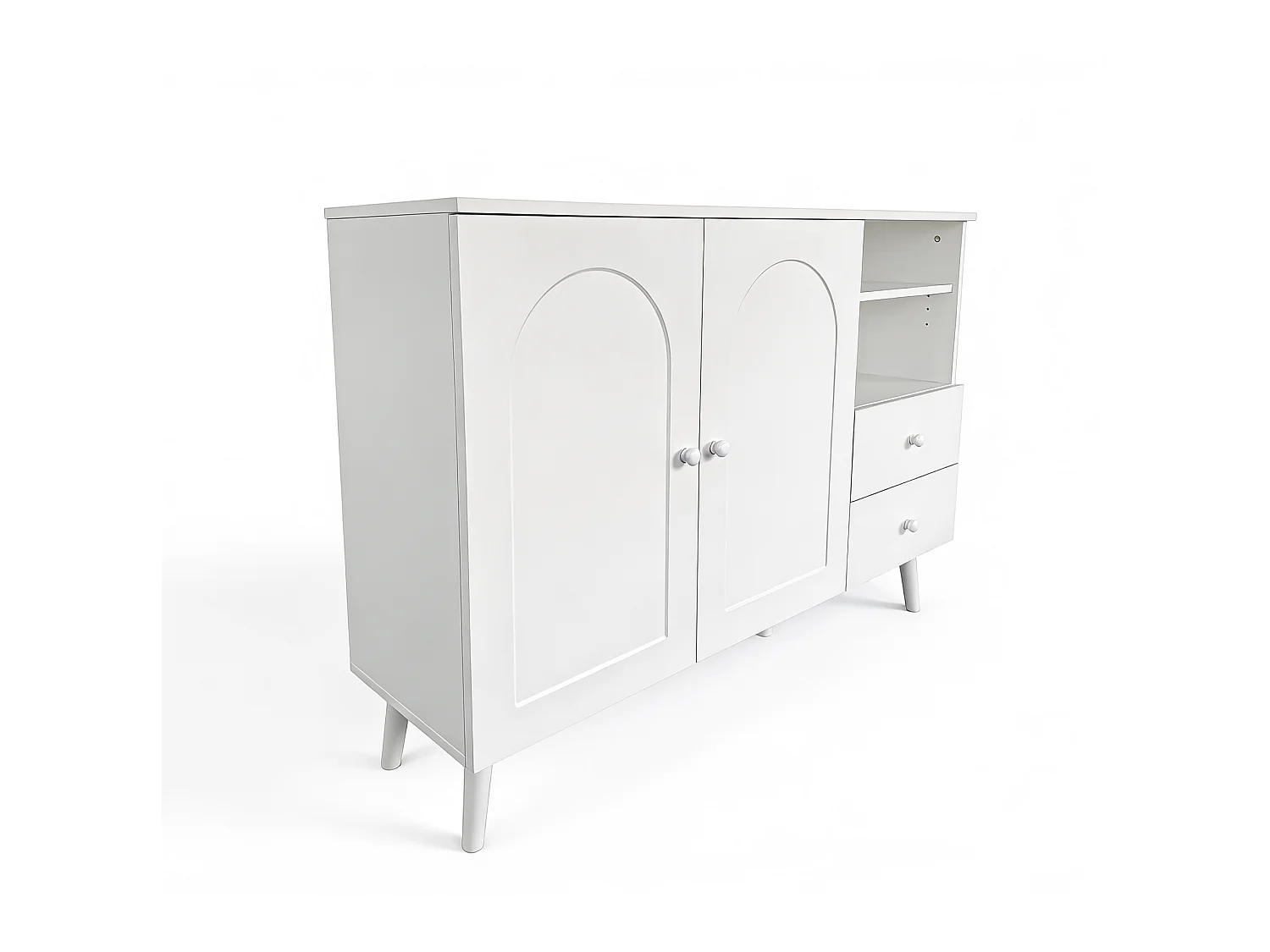 Buffet avec 2 portes et 2 tiroirs - Blanc 118 x 35 x 82 cm