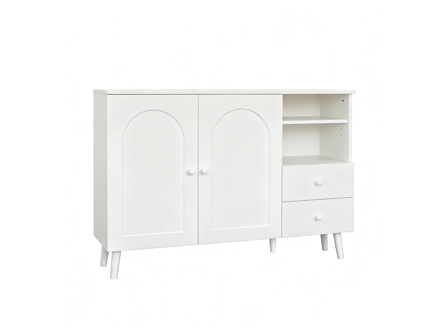 Buffet avec 2 portes et 2 tiroirs - Blanc 118 x 35 x 82 cm