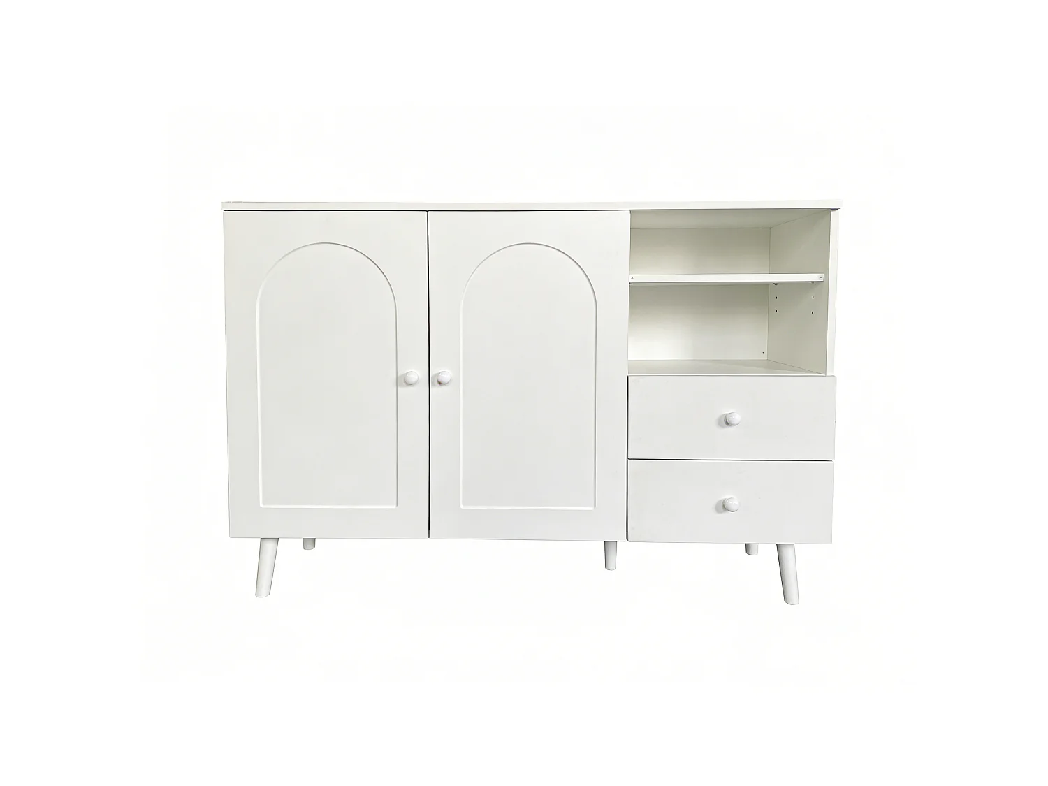 Buffet avec 2 portes et 2 tiroirs - Blanc 118 x 35 x 82 cm