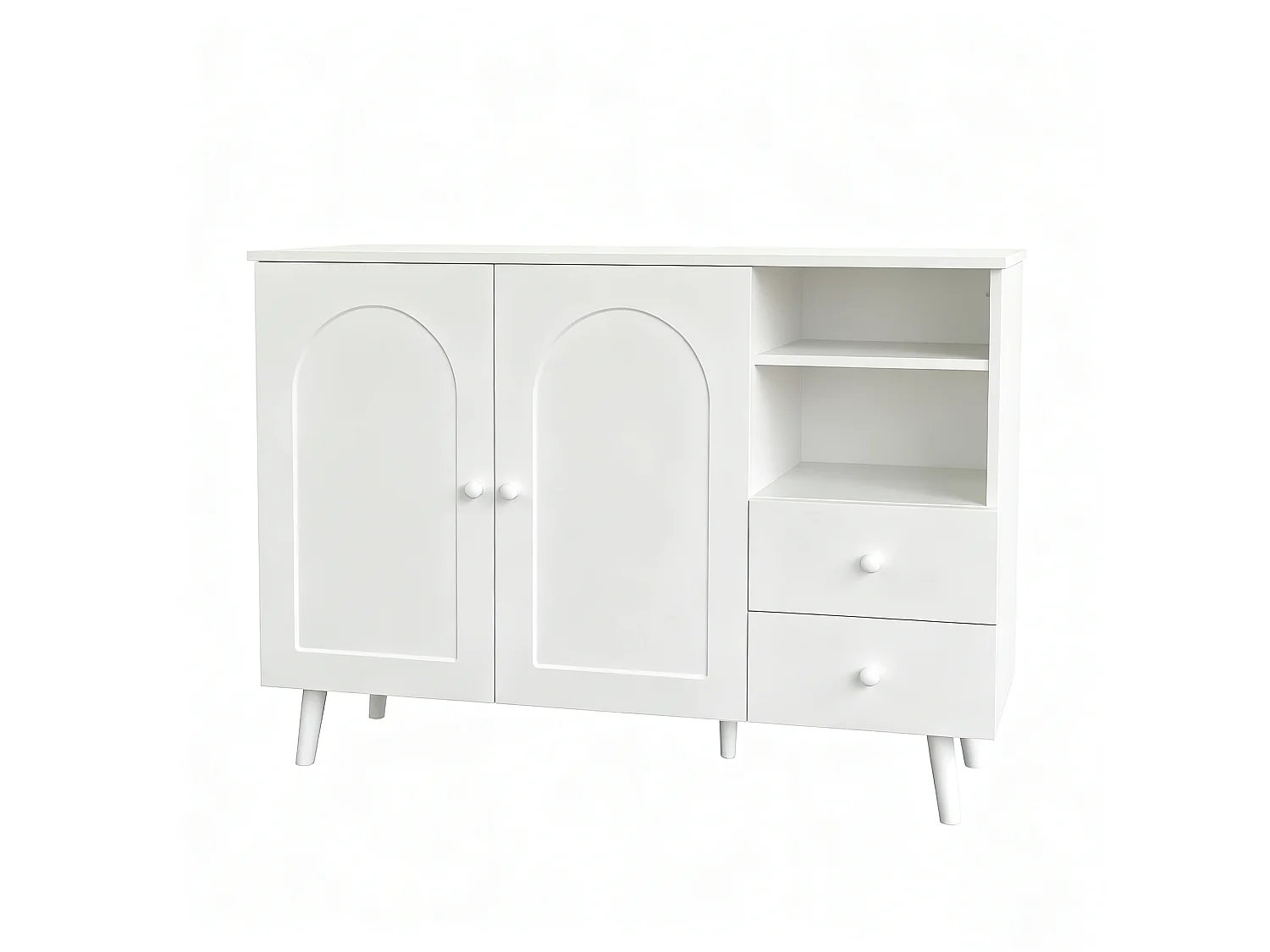 Buffet avec 2 portes et 2 tiroirs - Blanc 118 x 35 x 82 cm