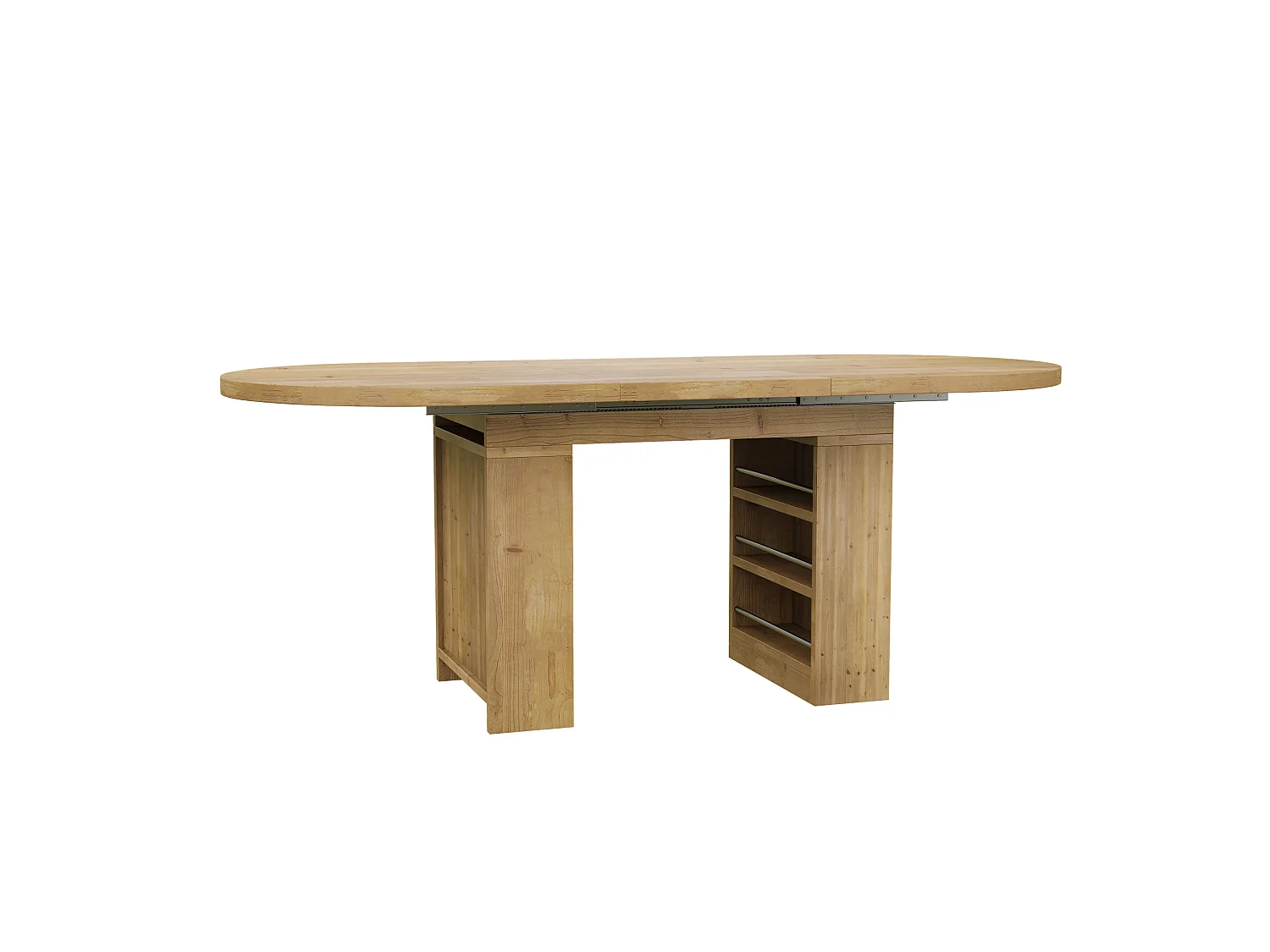 Table à manger extensible 150/200 x 90 cm avec étagères - Pour 6 à 8 personnes - Couleur bois