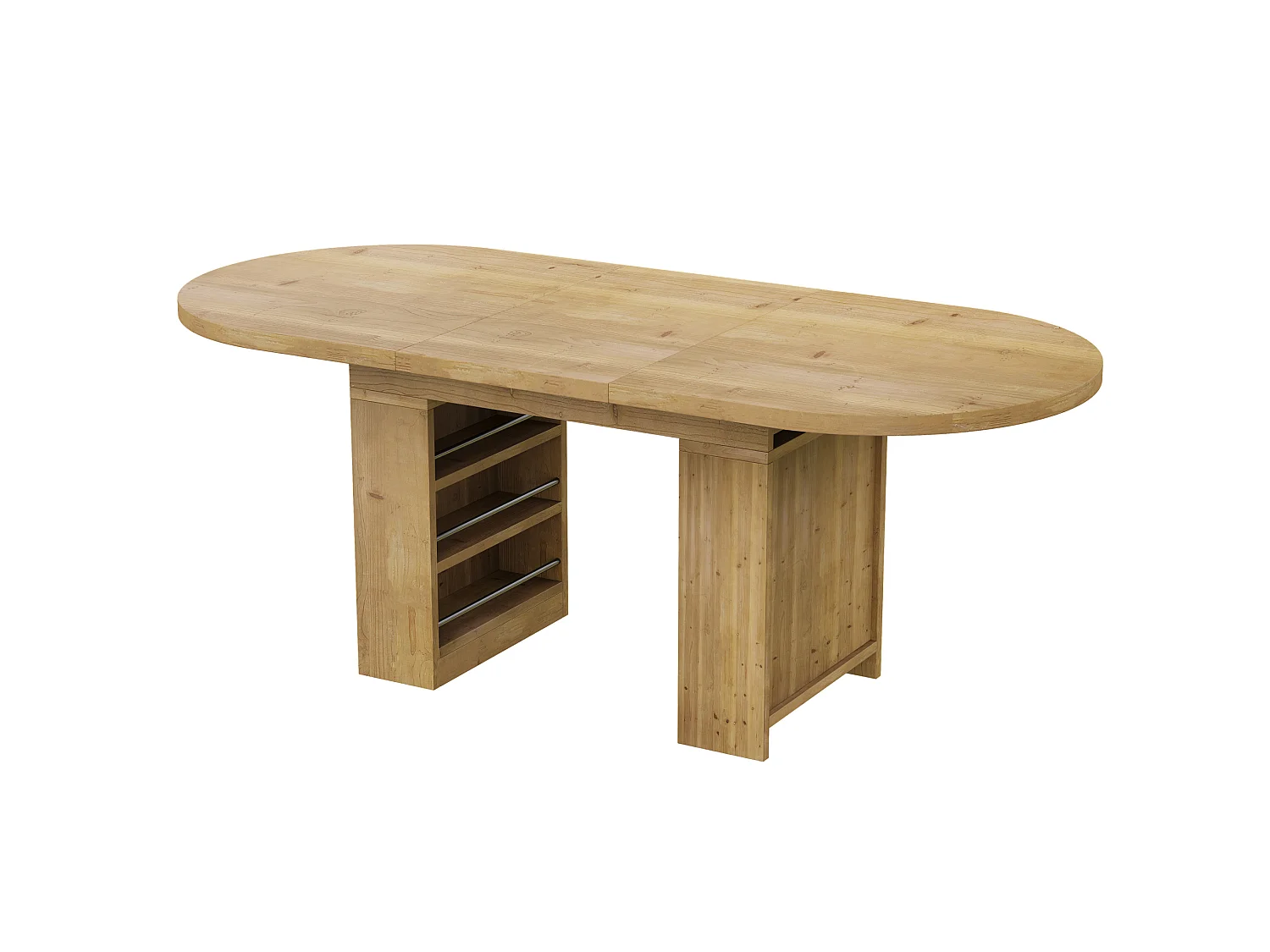 Table à manger extensible 150/200 x 90 cm avec étagères - Pour 6 à 8 personnes - Couleur bois