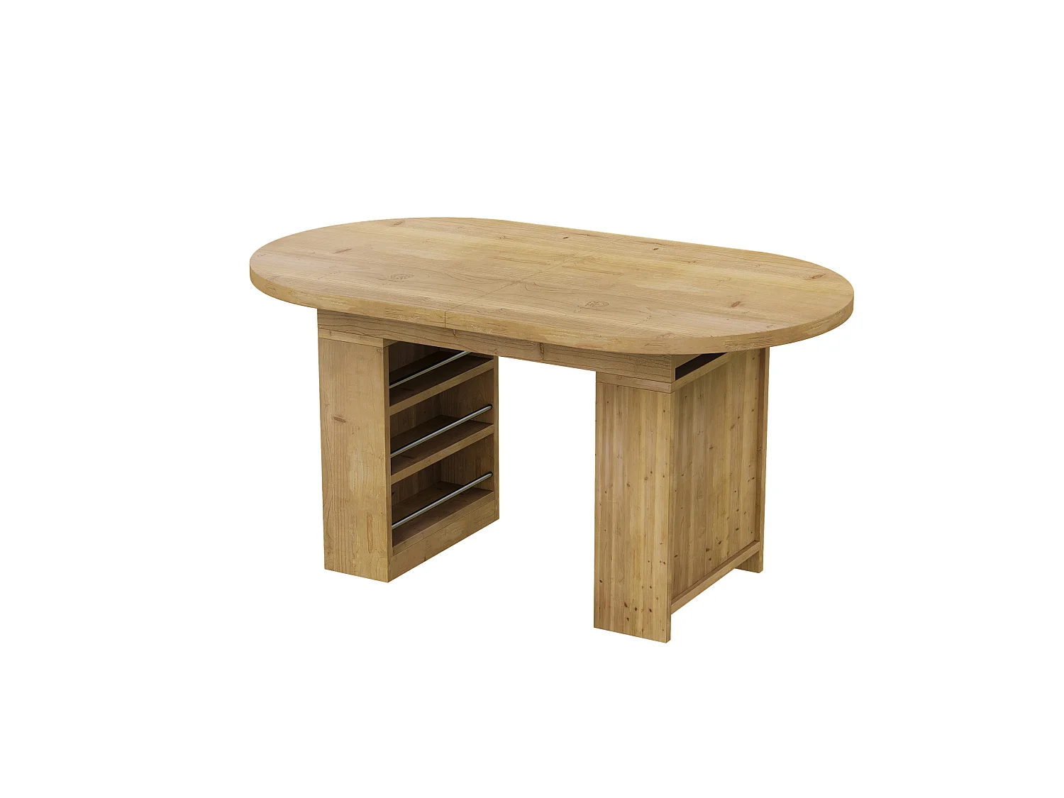 Table à manger extensible 150/200 x 90 cm avec étagères - Pour 6 à 8 personnes - Couleur bois