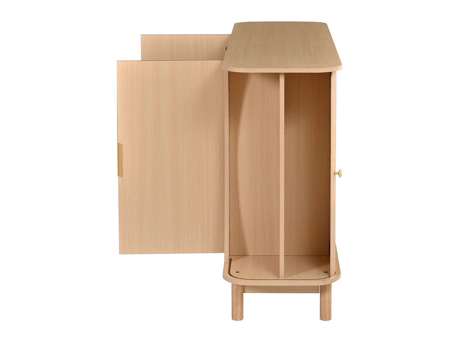 Buffet 140x40x88 cm avec 4 portes et étagère réglable - Couleur bois