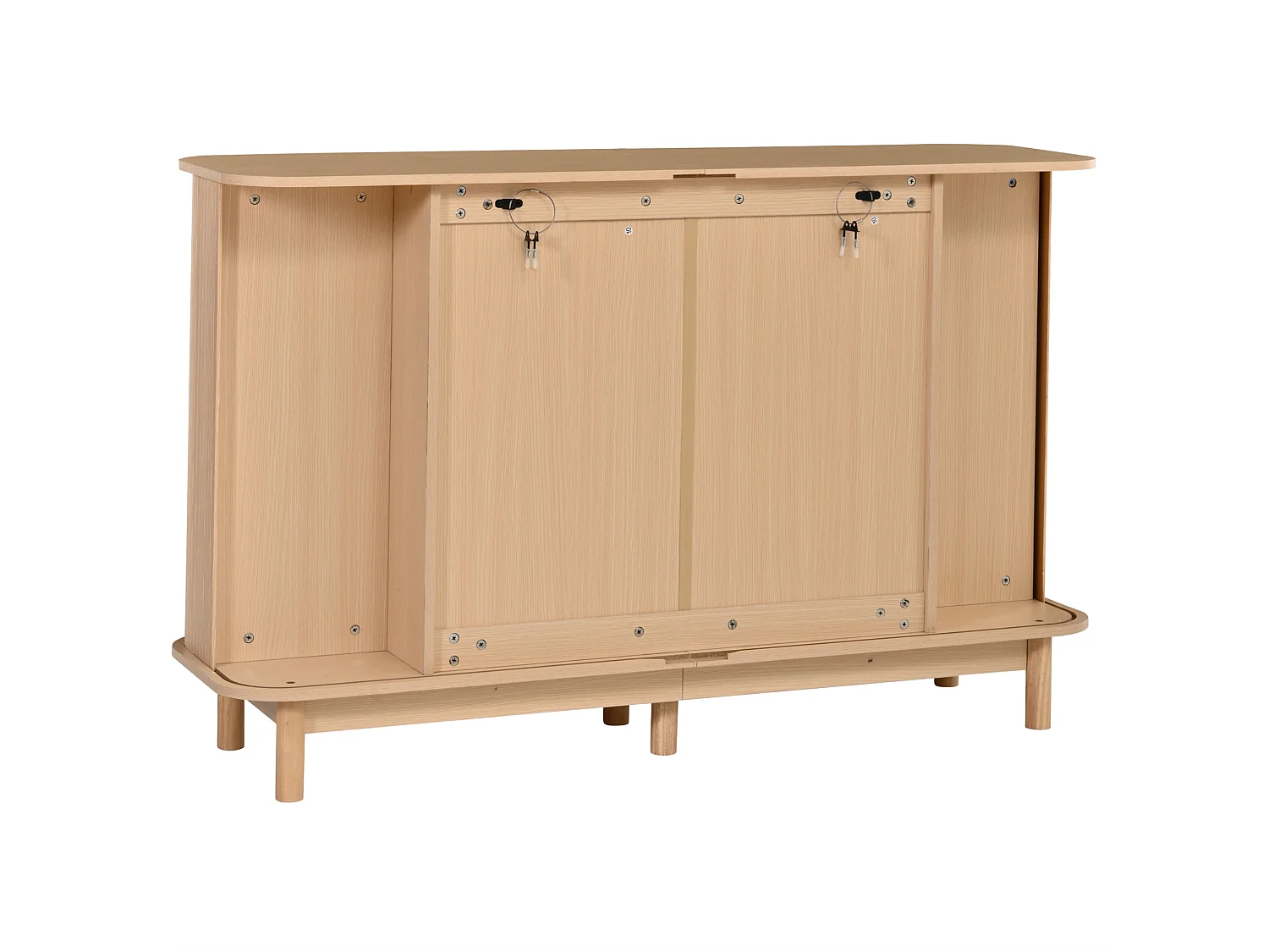 Buffet 140x40x88 cm avec 4 portes et étagère réglable - Couleur bois