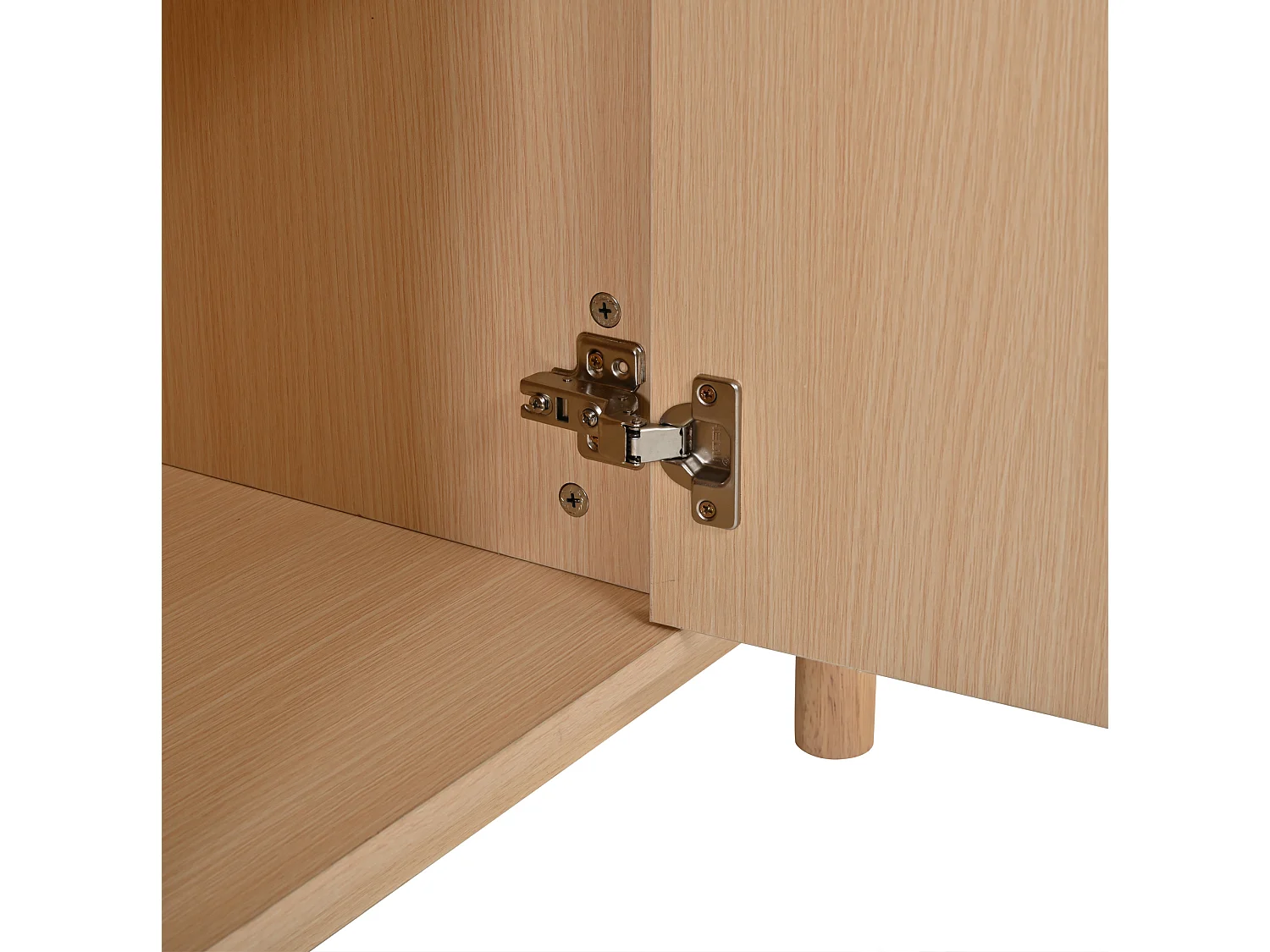 Buffet 140x40x88 cm avec 4 portes et étagère réglable - Couleur bois