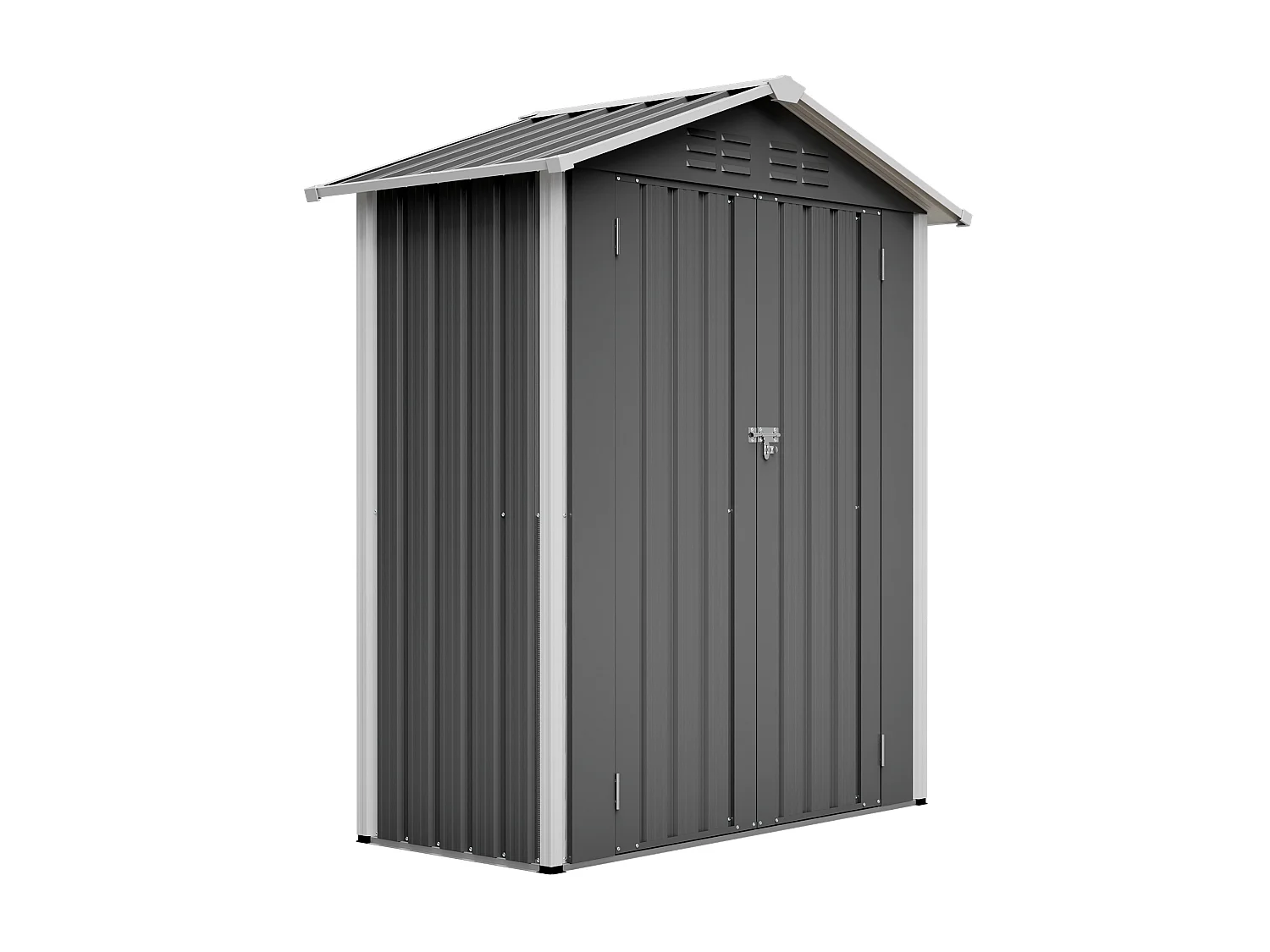 Casinha de jardim metálica com orifícios de ventilação e porta com fechadura de 0,91 m² - Cinza