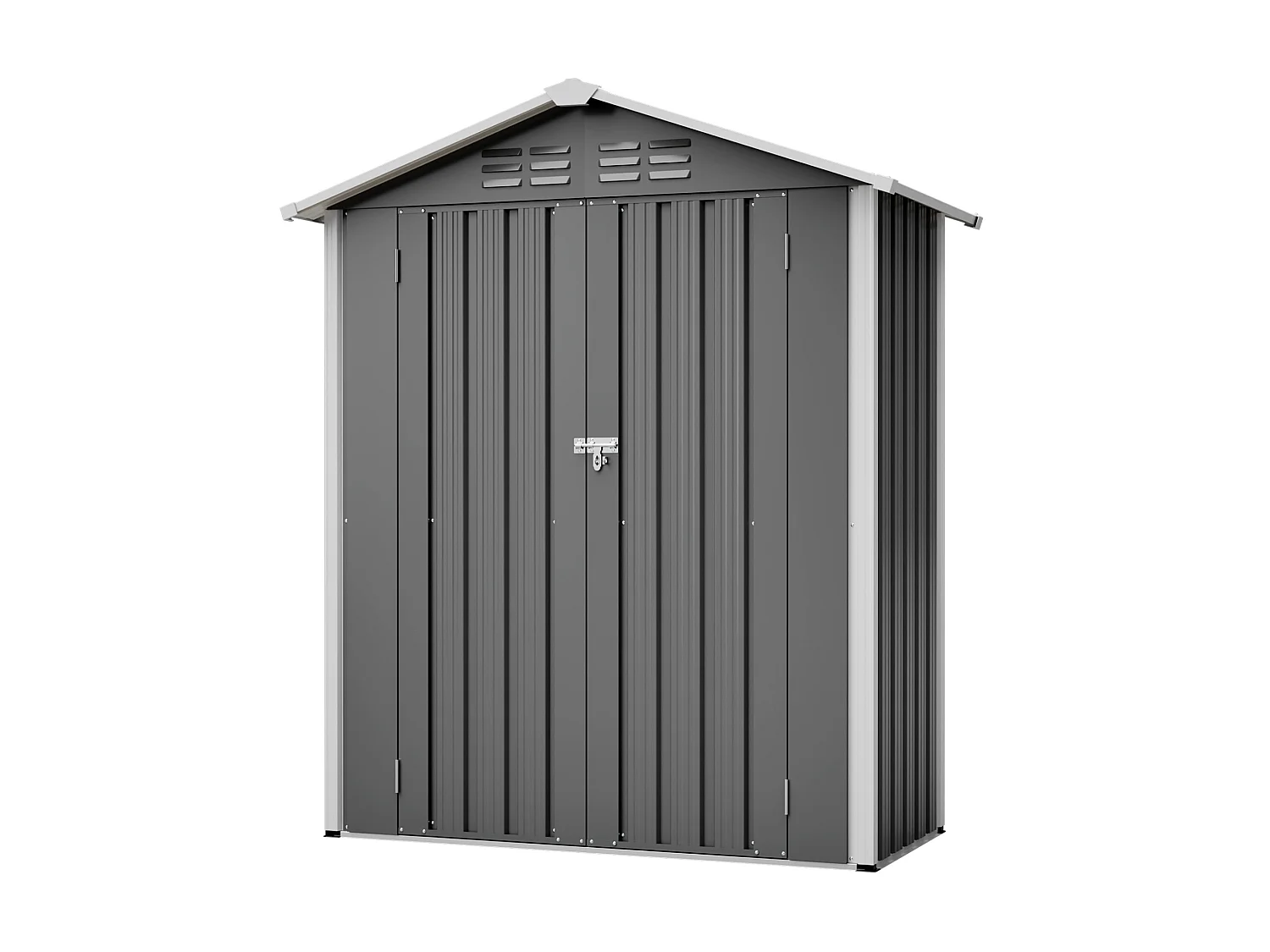 Casinha de jardim metálica com orifícios de ventilação e porta com fechadura de 0,91 m² - Cinza