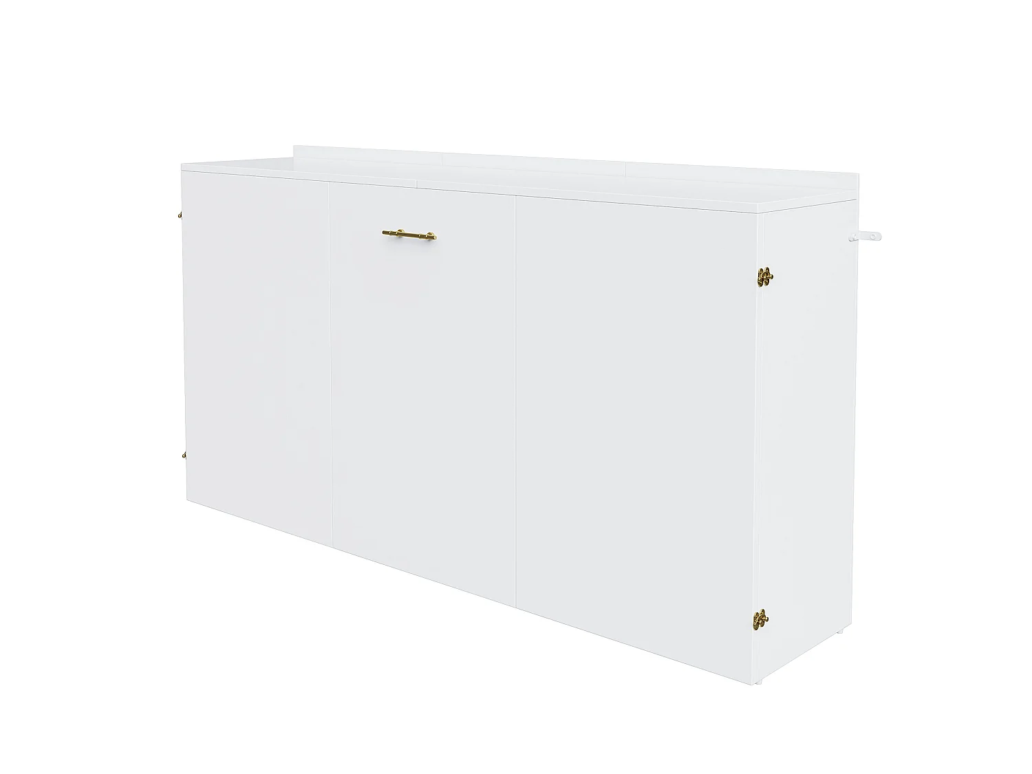 Lit escamotable 140 x 200 cm avec matelas en lin et roulettes - Structure en métal - Blanc