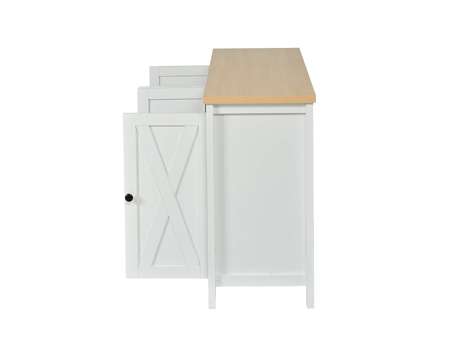 Buffet 140x40x78 cm avec 4 portes et étagères réglables - Blanc