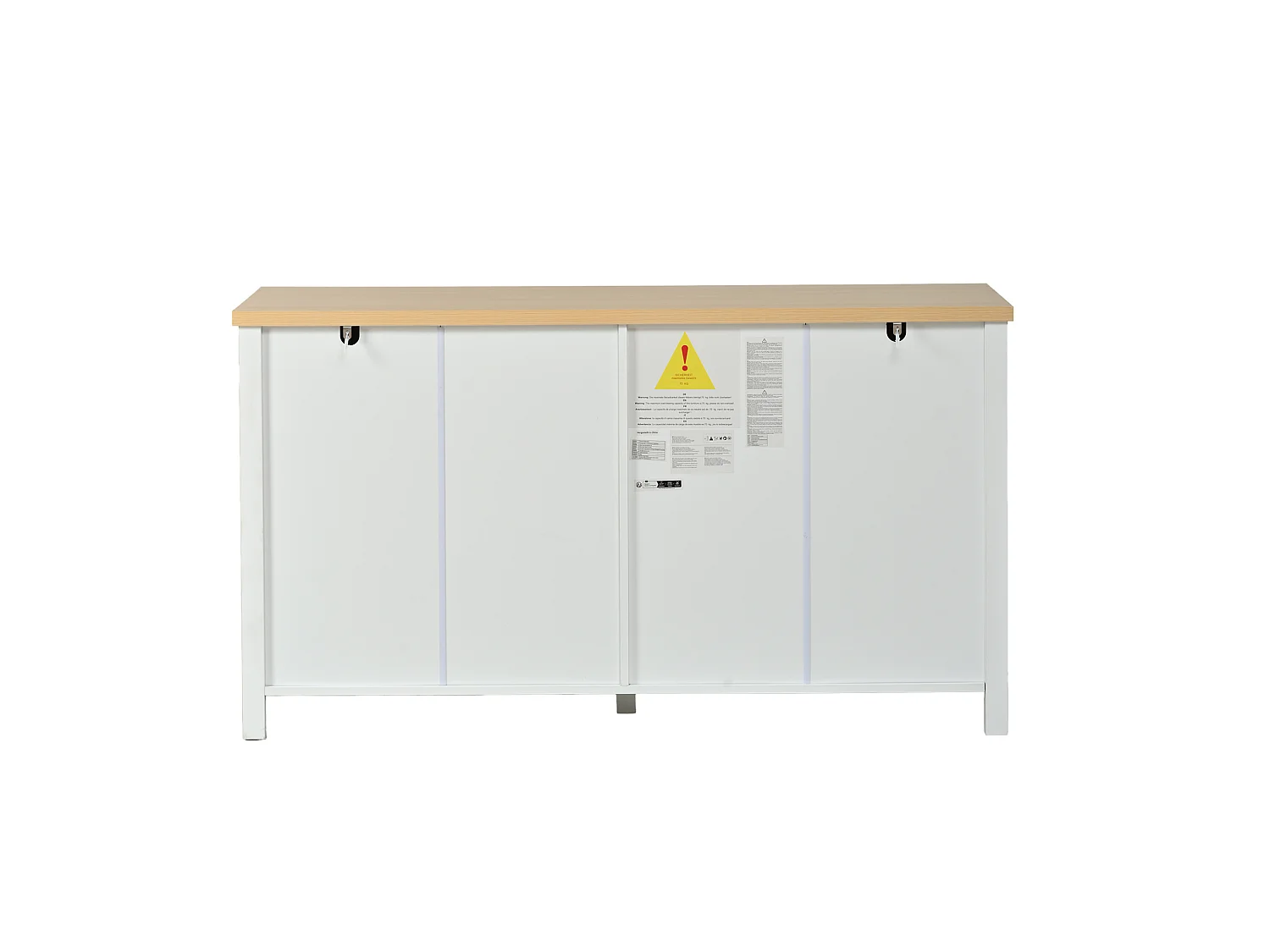 Buffet 140x40x78 cm avec 4 portes et étagères réglables - Blanc