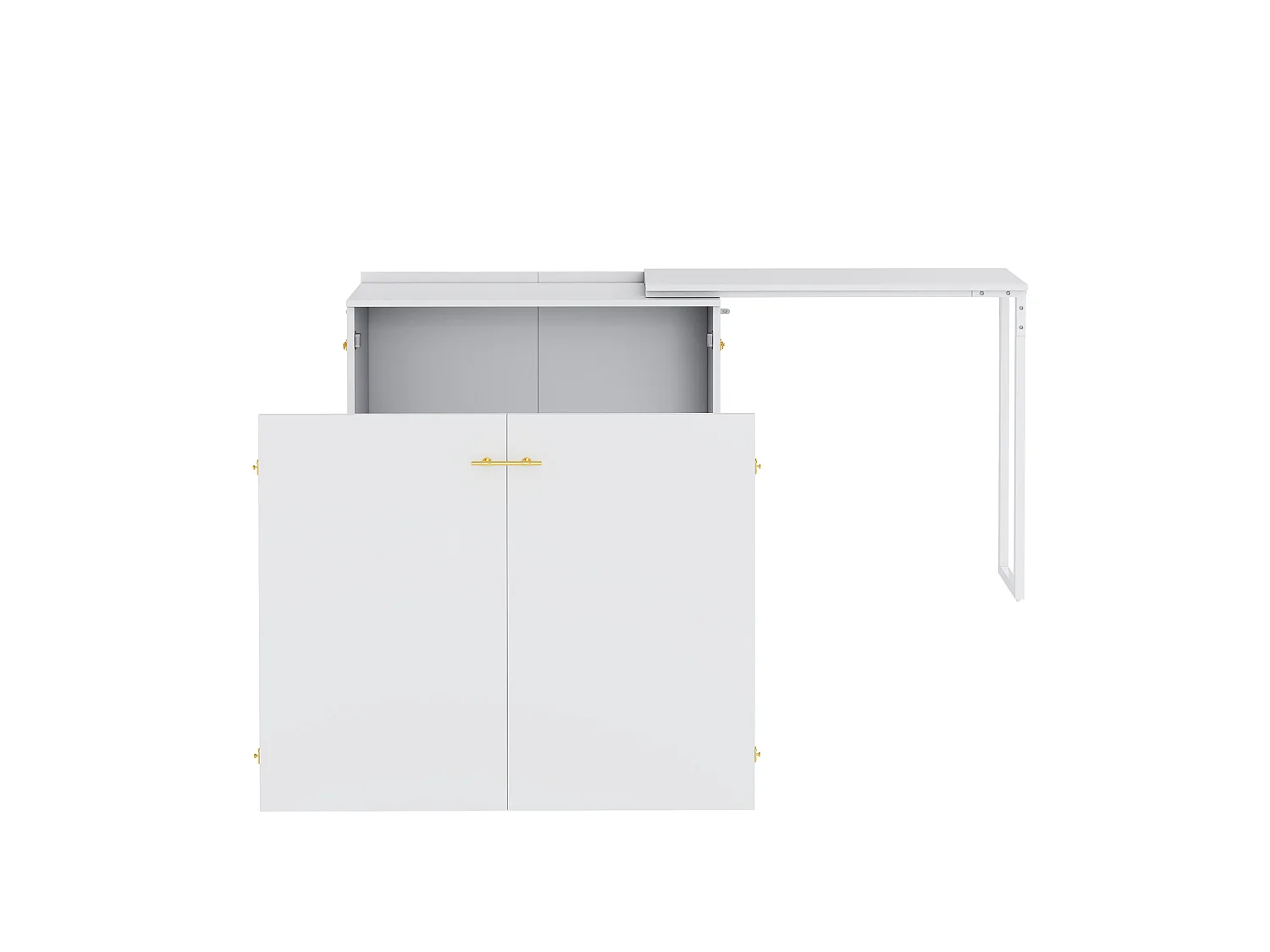 Cama de parede 90 x 200 cm com secretária giratória de 90° e colchão - Branca