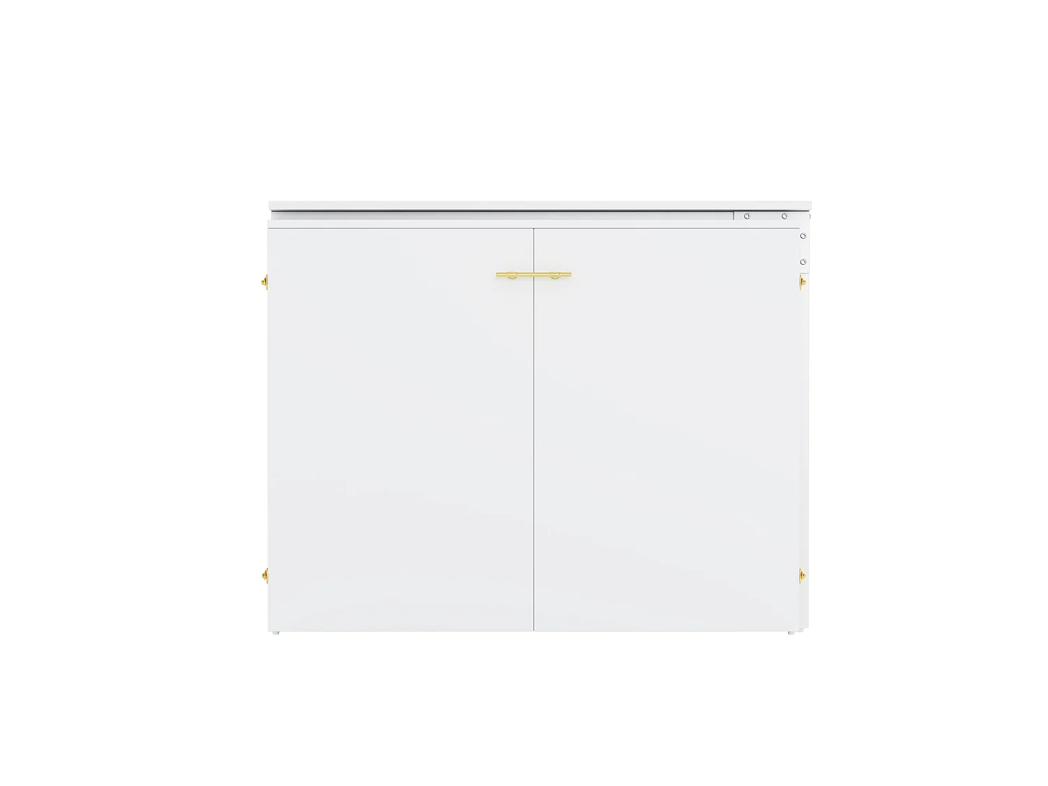 Cama de parede 90 x 200 cm com secretária giratória de 90° e colchão - Branca