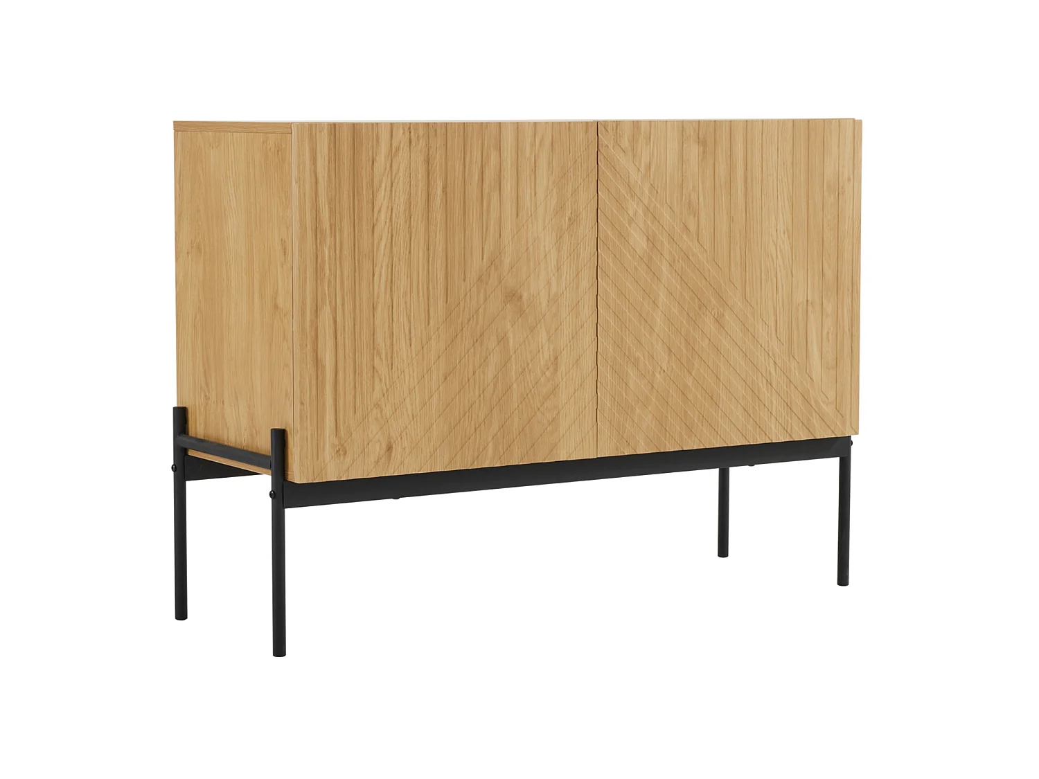 Buffet à 2 portes et pieds en métal - Design linéaire - Naturel clair et noir