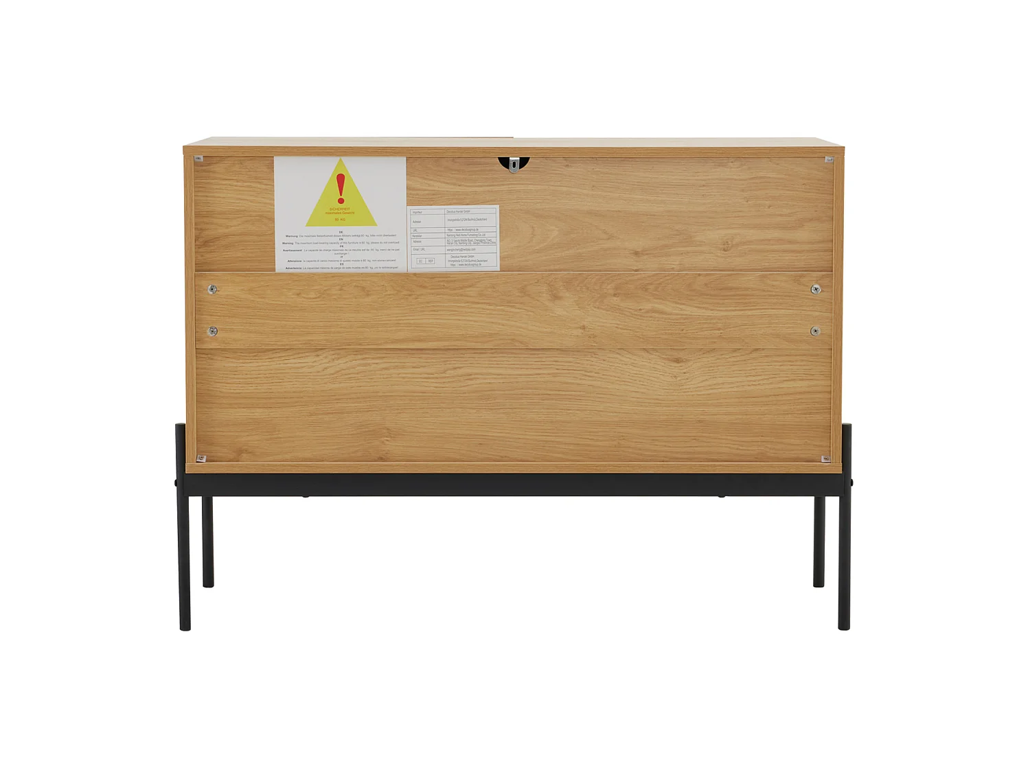 Buffet à 2 portes et pieds en métal - Design linéaire - Naturel clair et noir