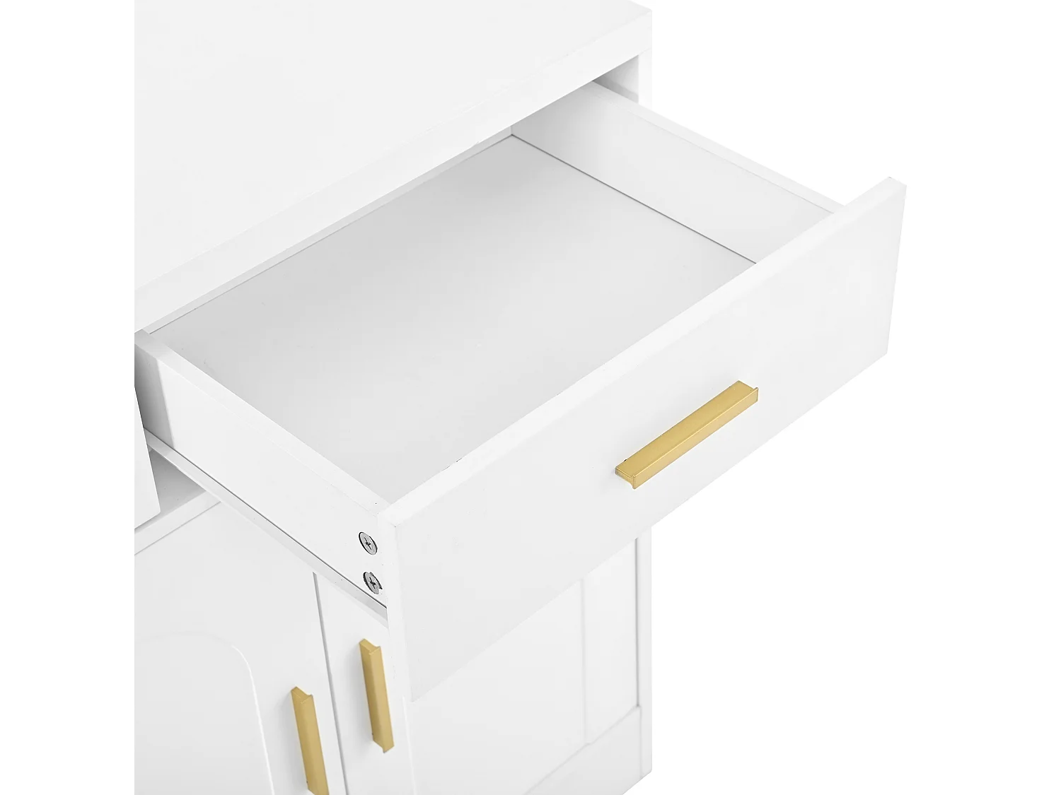Buffet de salon avec 4 portes cintrées et 3 tiroirs - Bois en MDF blanc