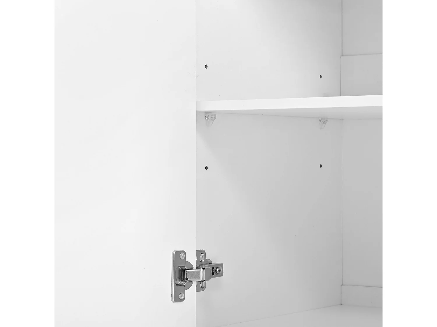 Buffet de salon avec 4 portes cintrées et 3 tiroirs - Bois en MDF blanc