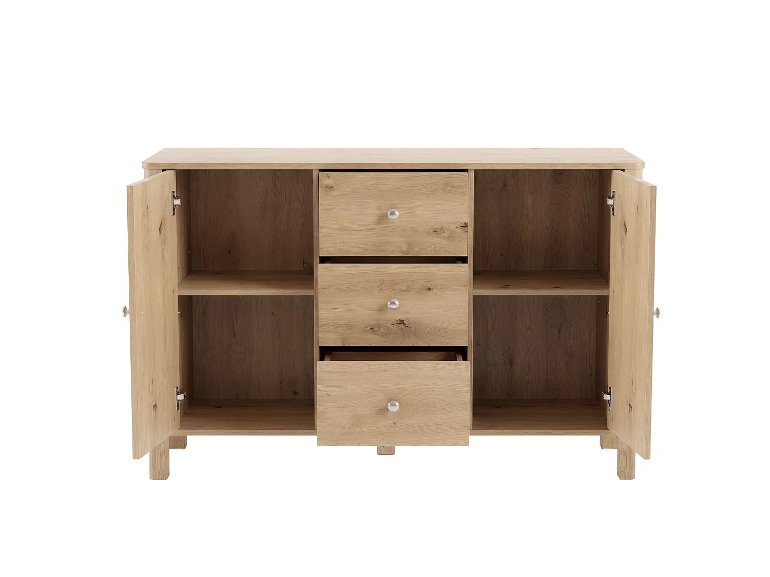 Dressoir met 3 lades en 2 deuren - Houtkleur 120 x 40 x 80 cm