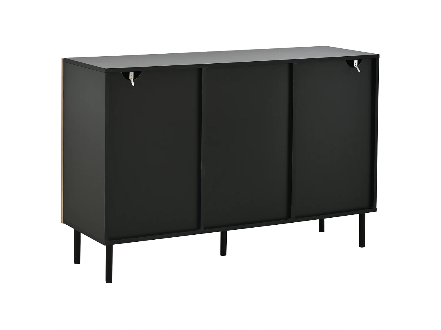 Houten dressoir 120 × 40 × 76 cm met 3 lades en 2 deuren - Hout en zwart
