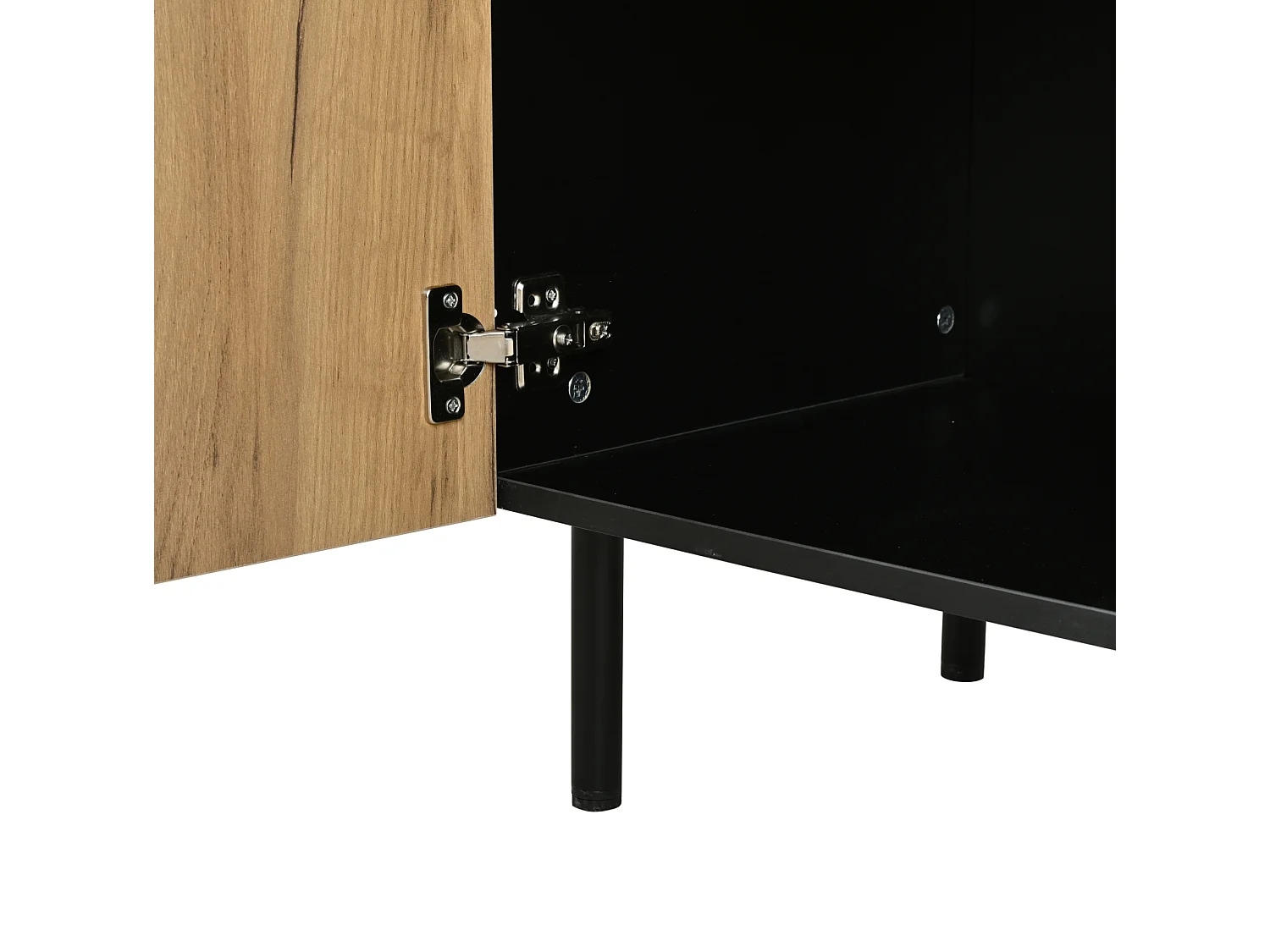 Houten dressoir 120 × 40 × 76 cm met 3 lades en 2 deuren - Hout en zwart