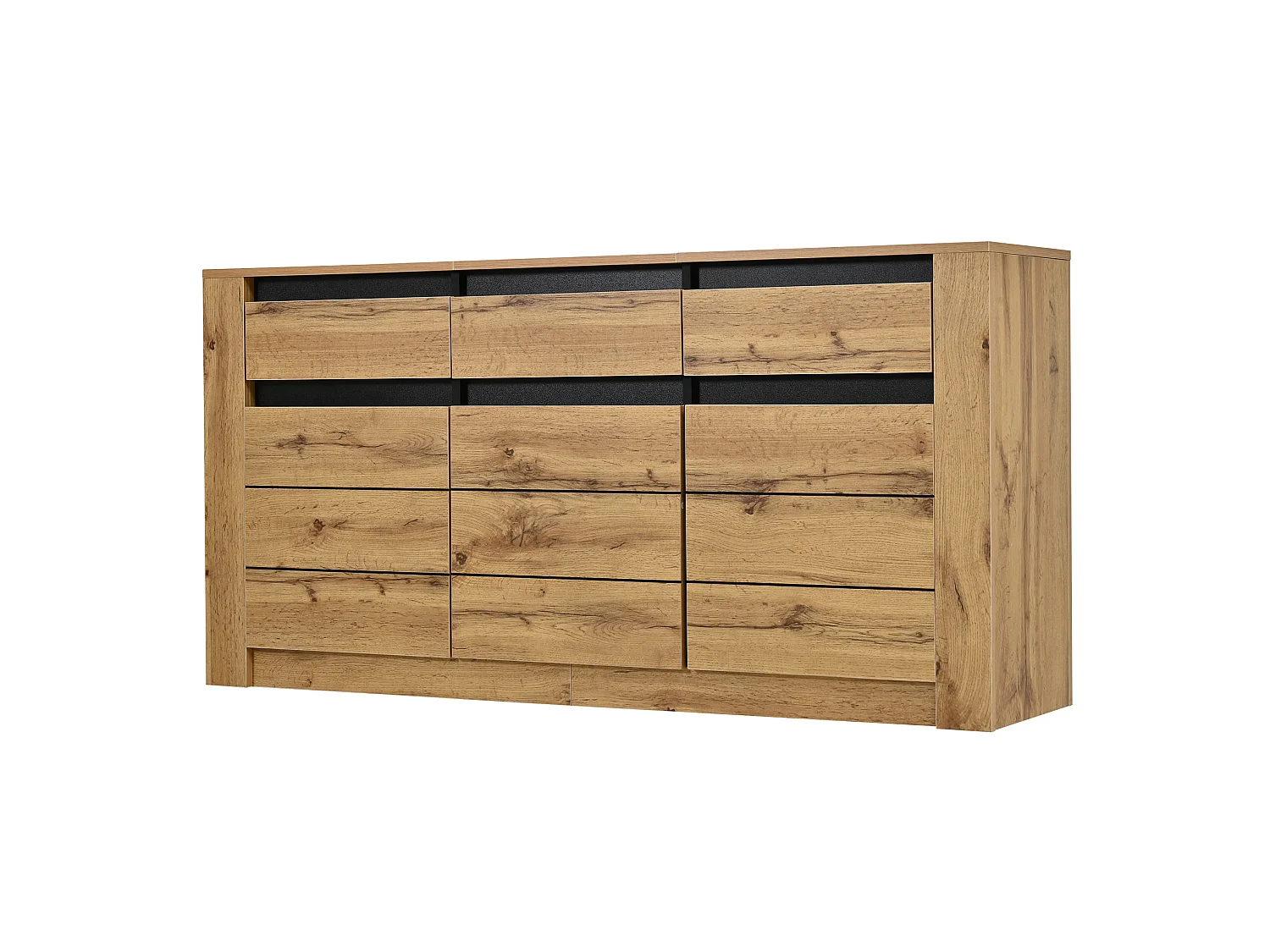 Buffet avec étagères réglables, 3 tiroirs et 3 portes - Couleur bois