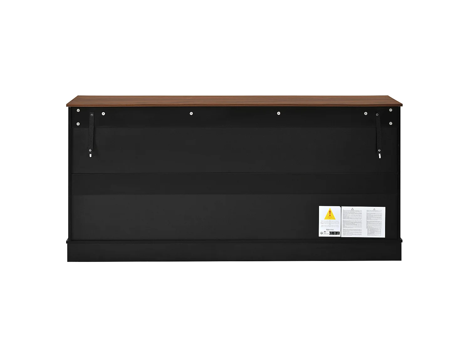 Buffetkast met 3 lades en 4 deuren met verticaal reliëf - Zwart 160x40x75 cm