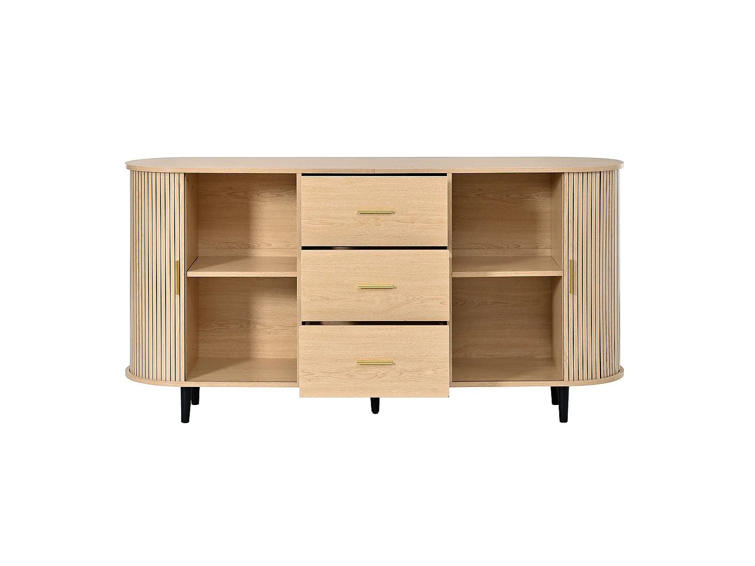 Buffet avec 3 tiroirs et 2 portes coulissantes - Couleur bois