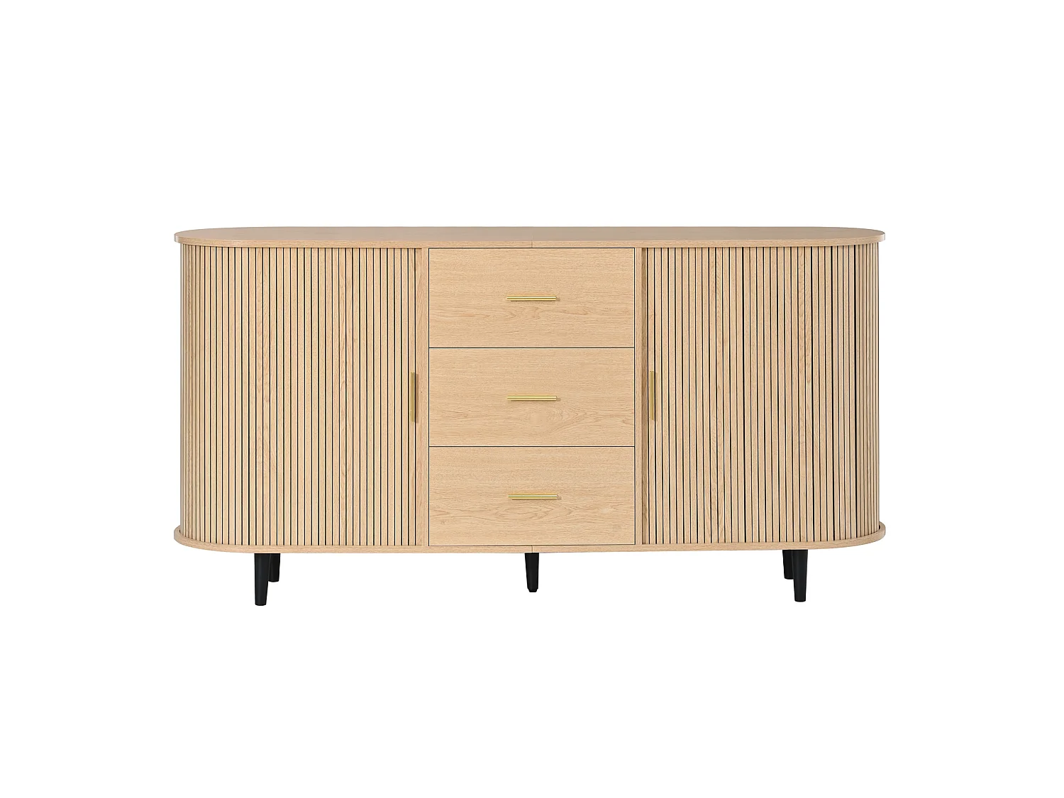 Buffet avec 3 tiroirs et 2 portes coulissantes - Couleur bois