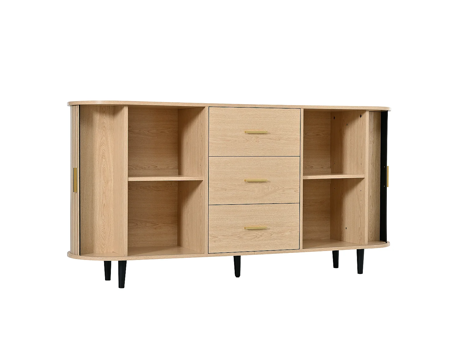 Buffet avec 3 tiroirs et 2 portes coulissantes - Couleur bois