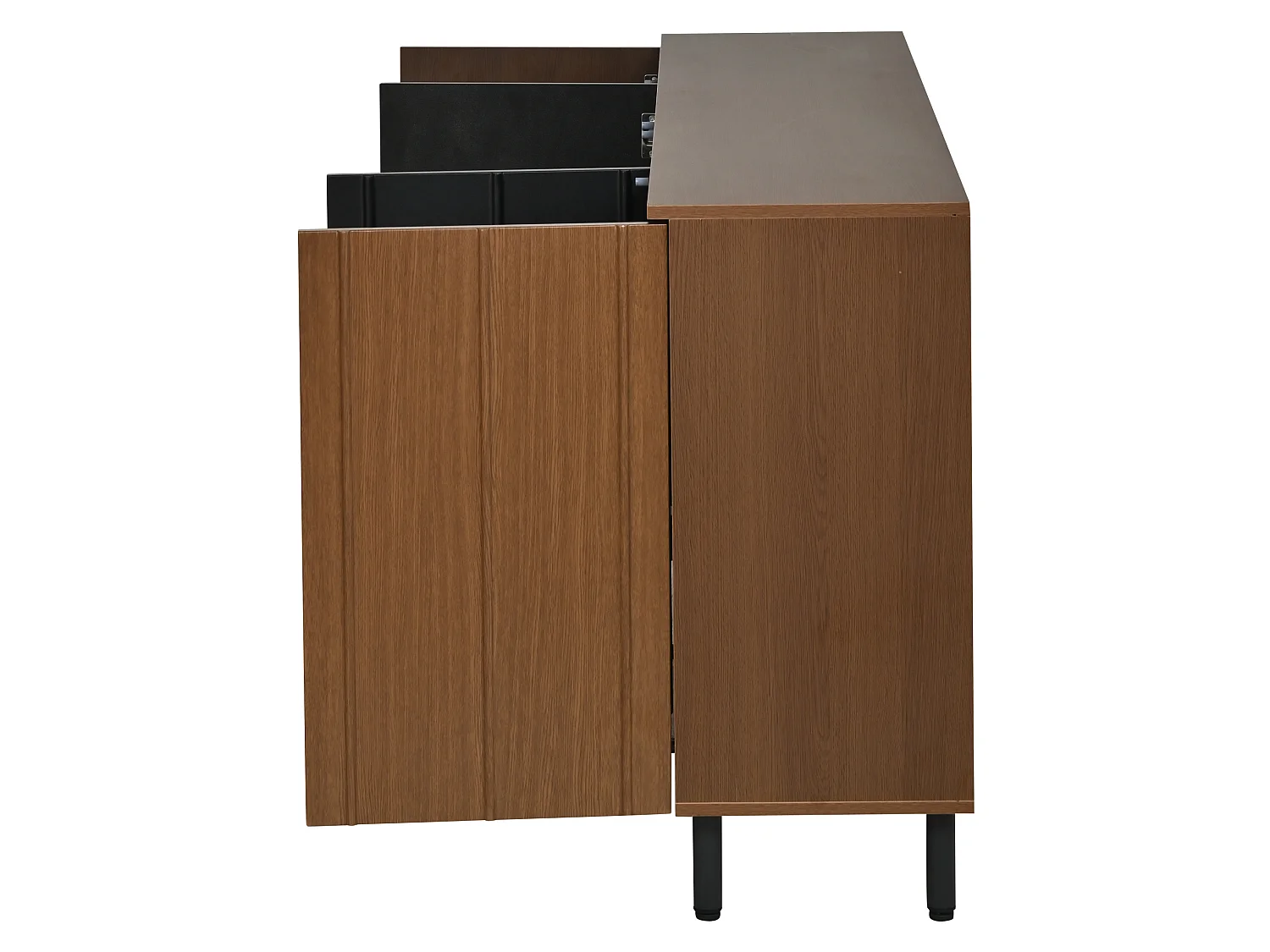 Dressoir met 4 deuren en verstelbare planken - Bruin en zwart 160x35x80 cm