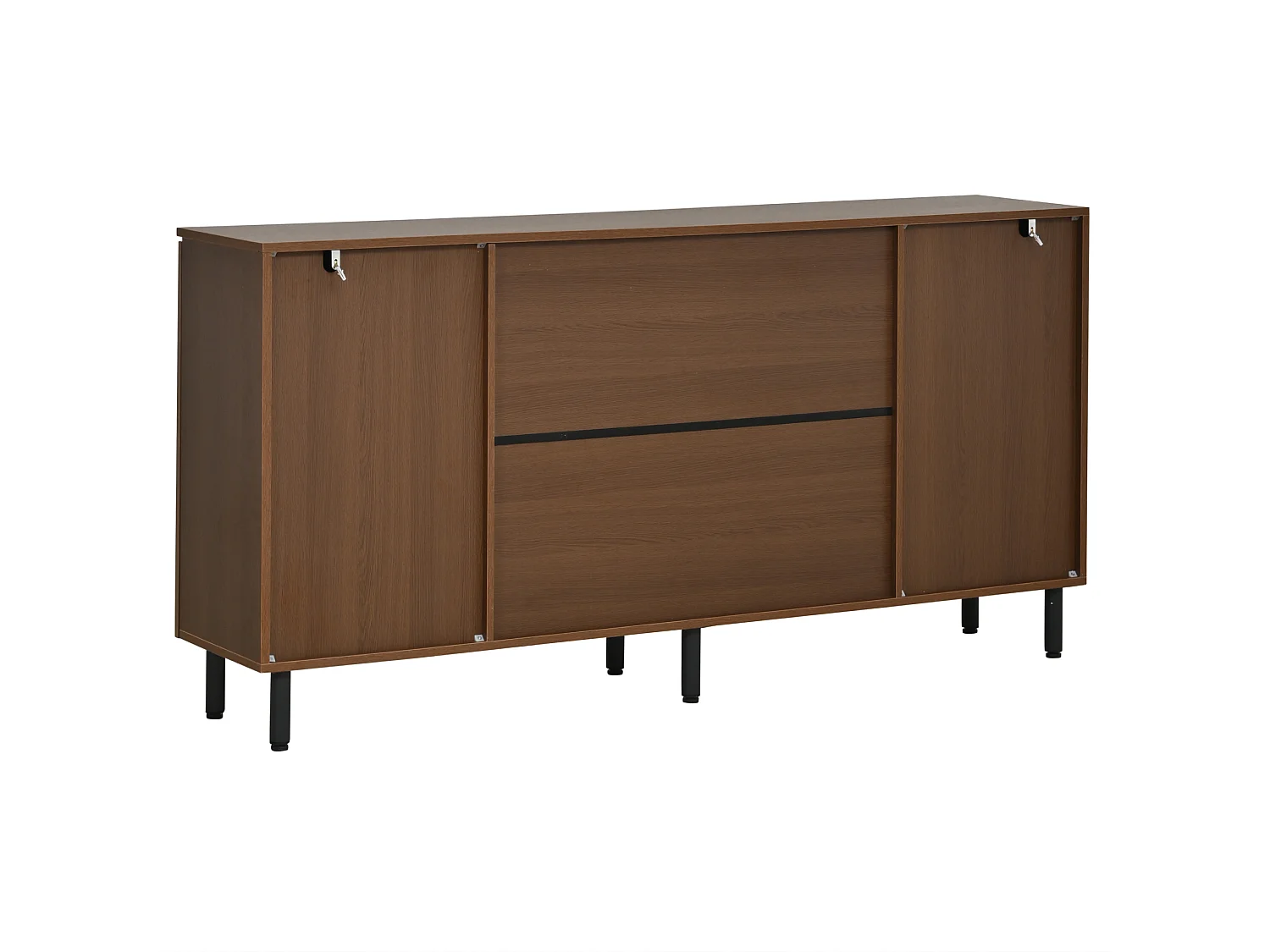 Dressoir met 4 deuren en verstelbare planken - Bruin en zwart 160x35x80 cm
