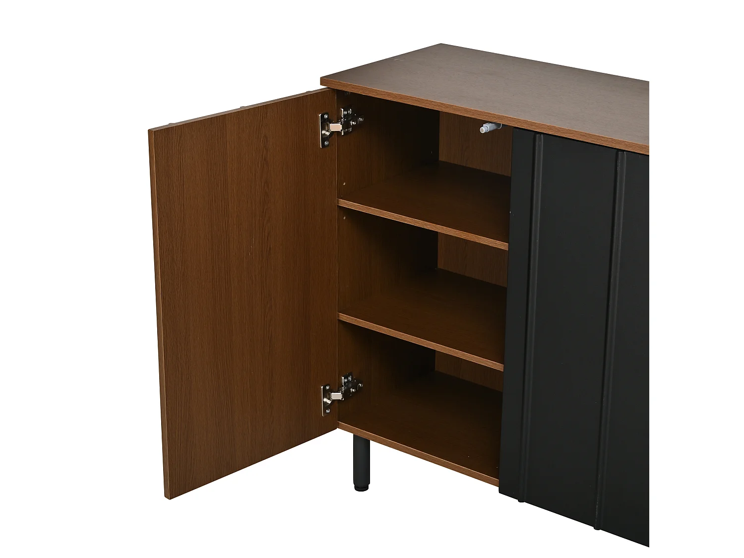Dressoir met 4 deuren en verstelbare planken - Bruin en zwart 160x35x80 cm