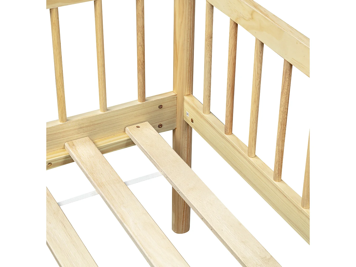 Lit enfant 90x200 cm en pin avec barrières de sécurité sur 3 côtés - Naturel clair