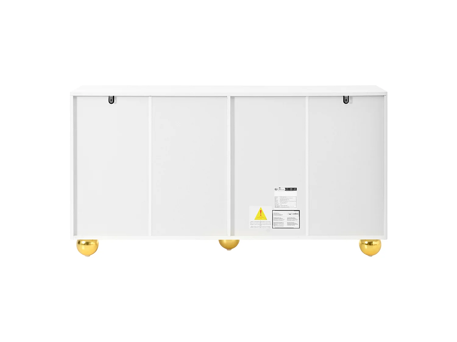 Dressoir 140x40x74 cm met 4 deuren en gouden metalen poten - Wit