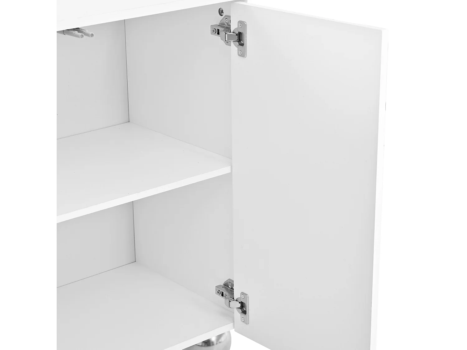 Dressoir 140x40x74 cm met 4 deuren en gouden metalen poten - Wit