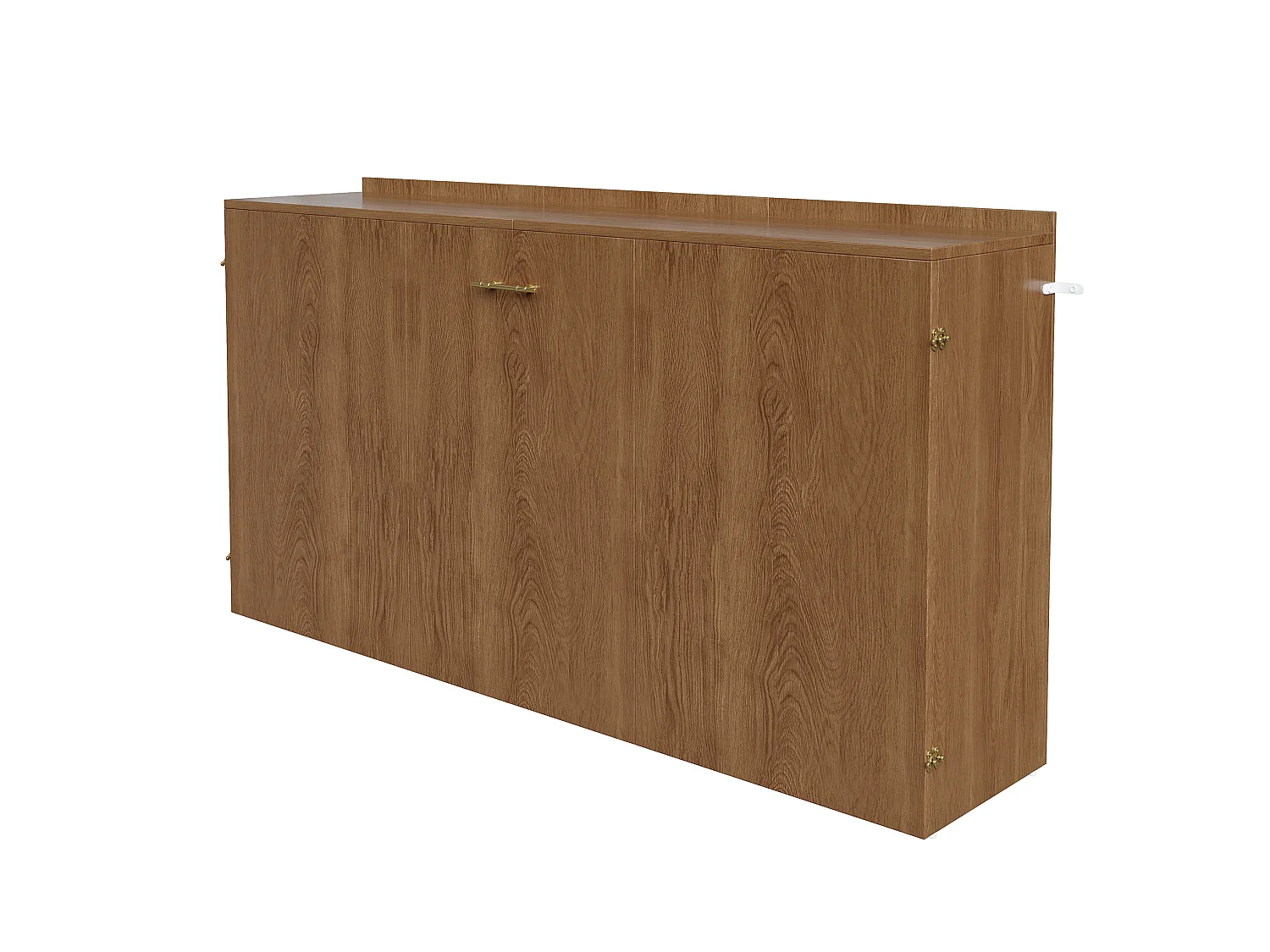 Lit escamotable 140 x 200 cm avec matelas en lin et roulettes - Structure en métal - Bois foncé