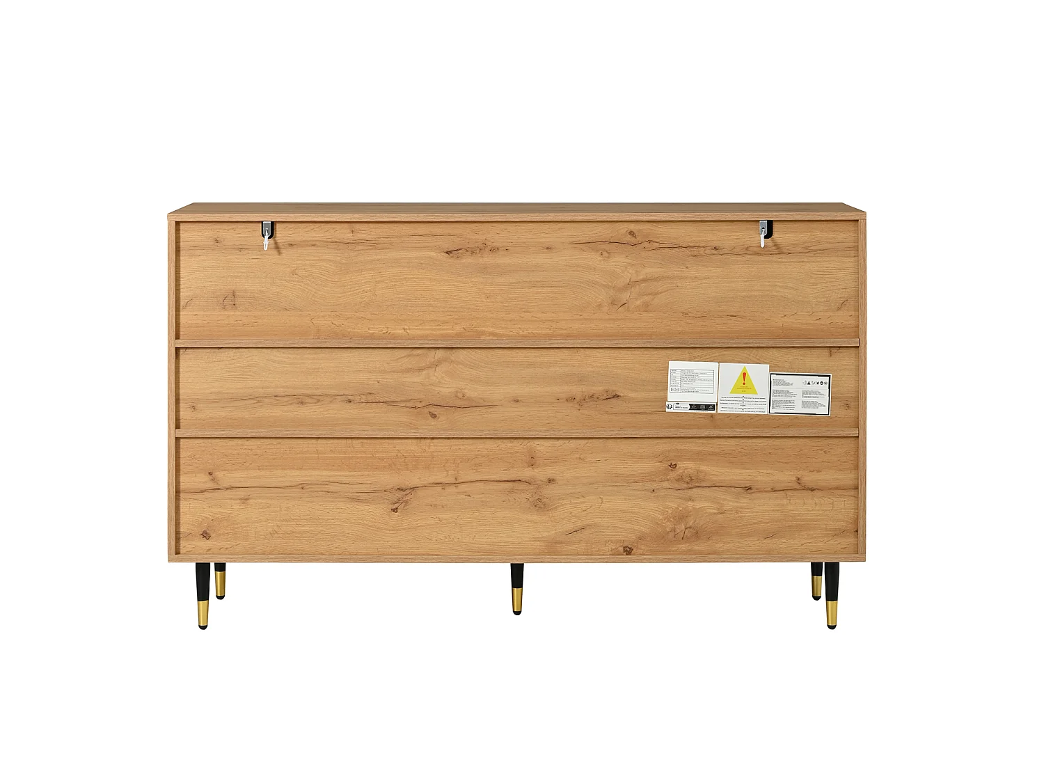 Houten en zwart dressoir met 2 lades, 4 deuren en een open schap