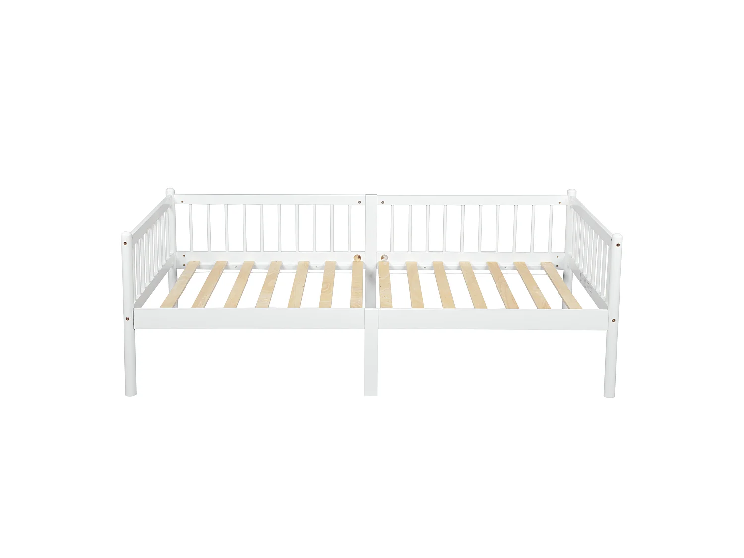 Lit enfant 90x200 cm en pin avec barrières de sécurité sur 3 côtés - Blanc