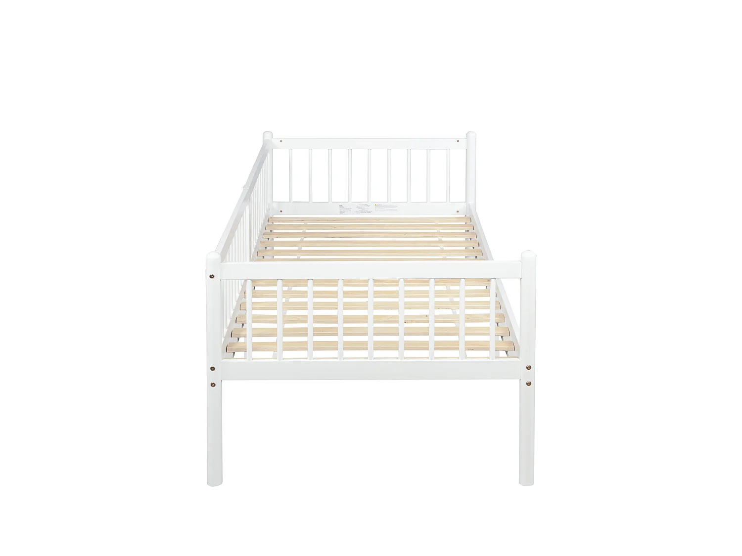 Lit enfant 90x200 cm en pin avec barrières de sécurité sur 3 côtés - Blanc