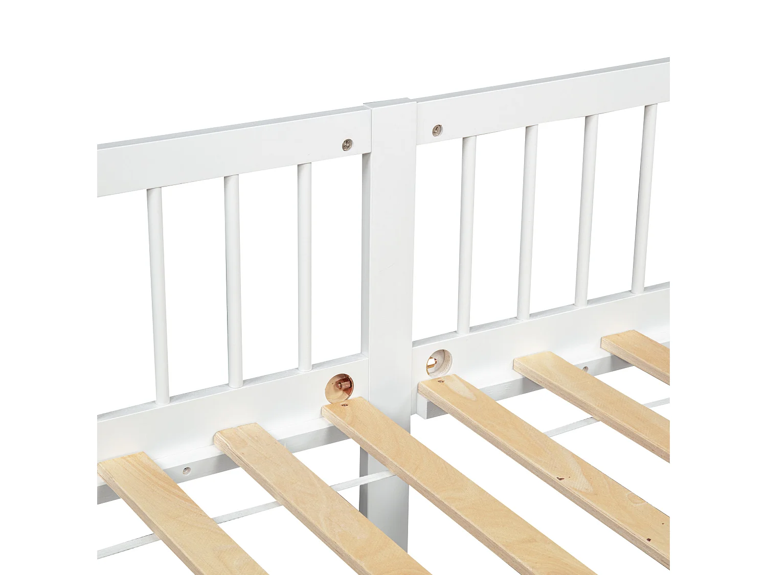 Lit enfant 90x200 cm en pin avec barrières de sécurité sur 3 côtés - Blanc
