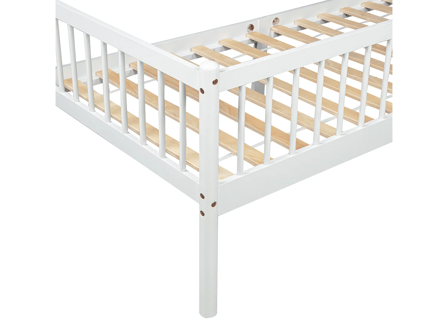 Lit enfant 90x200 cm en pin avec barrières de sécurité sur 3 côtés - Blanc