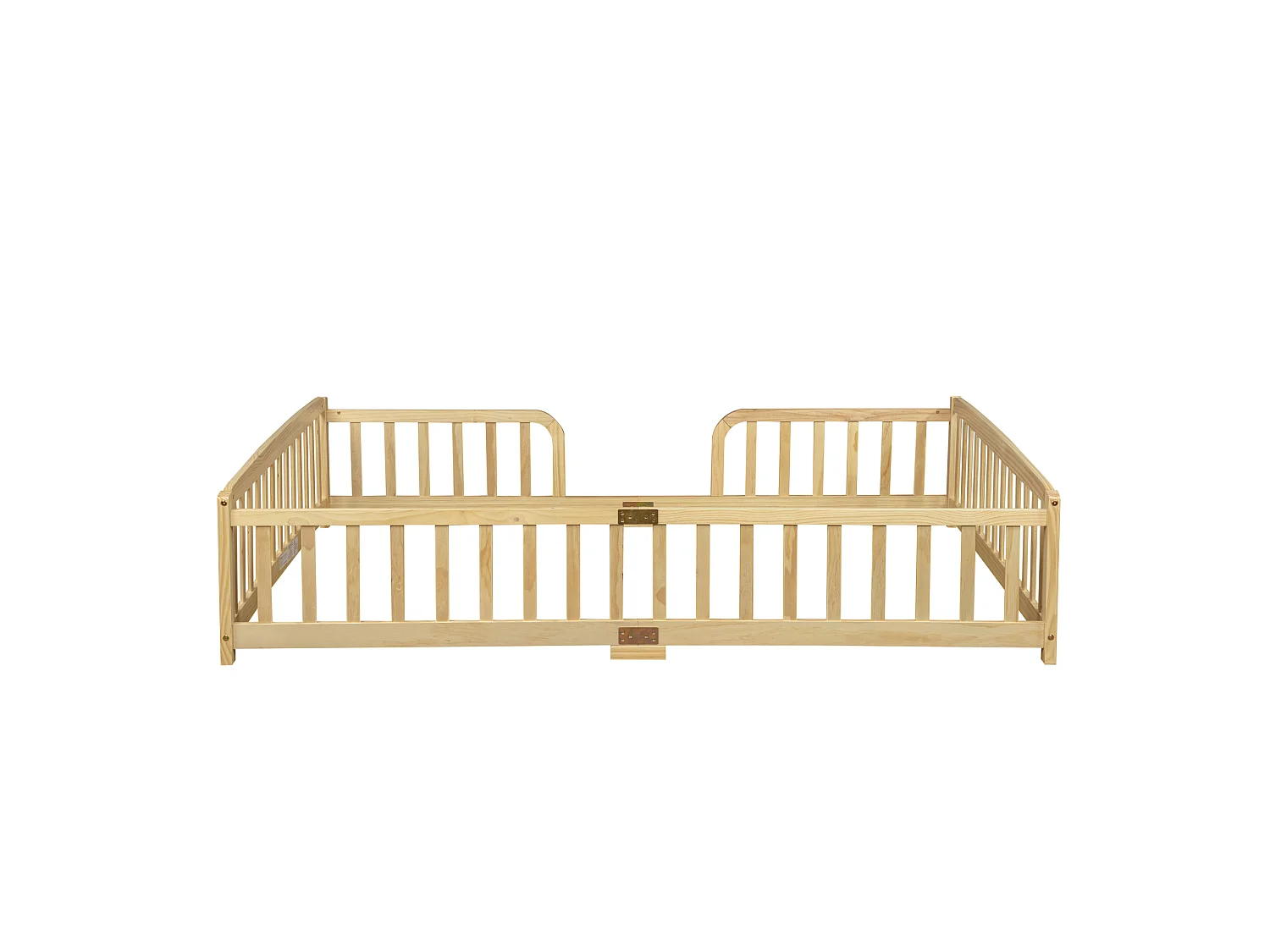 Lit au sol enfant 140x200 cm en pin - Sans sommier à lattes - Naturel clair