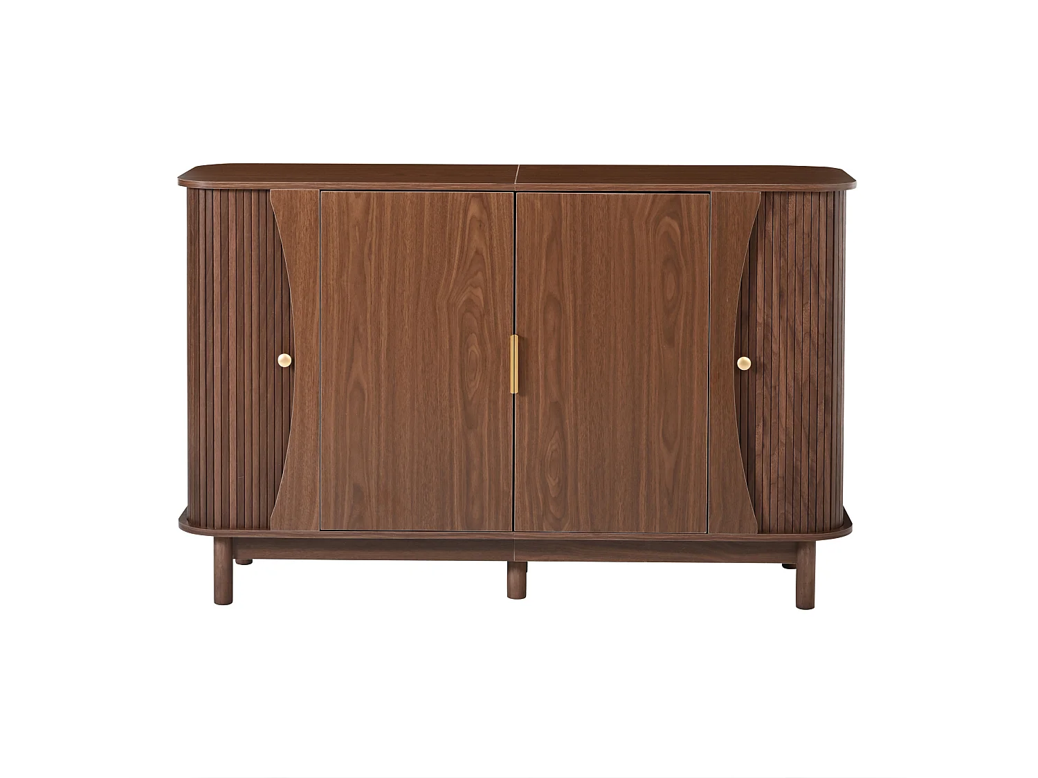 Buffet 140x40x88 cm avec 4 portes et étagère réglable - Marron