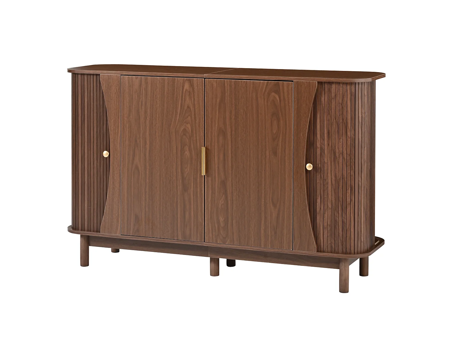 Buffet 140x40x88 cm avec 4 portes et étagère réglable - Marron